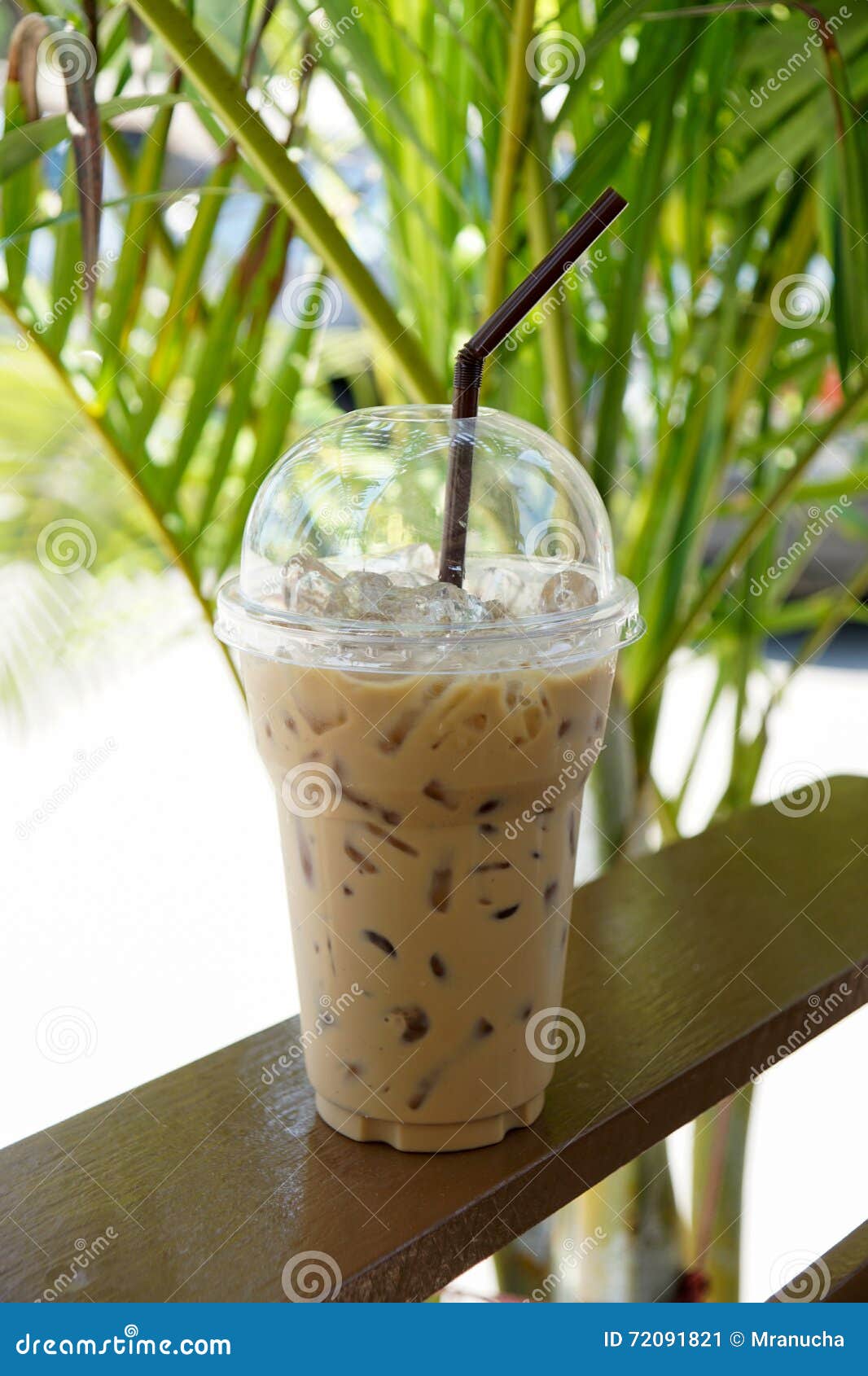 Iced Coffee or Cafe Latte in Take Away Plastic Cup Stock Image - Image