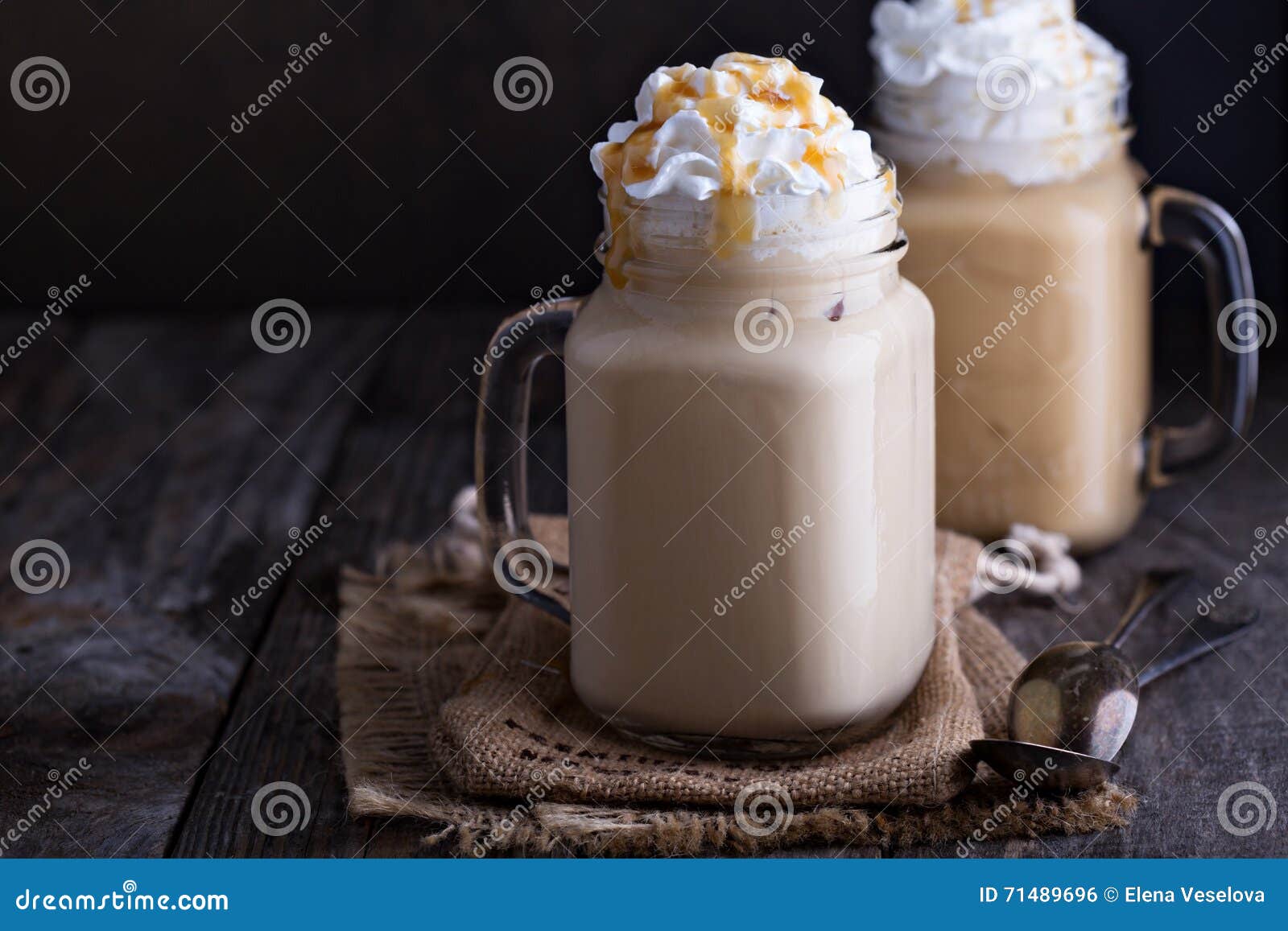 Iced Coffee with Caramel and Whipped Cream Stock Photo Image of