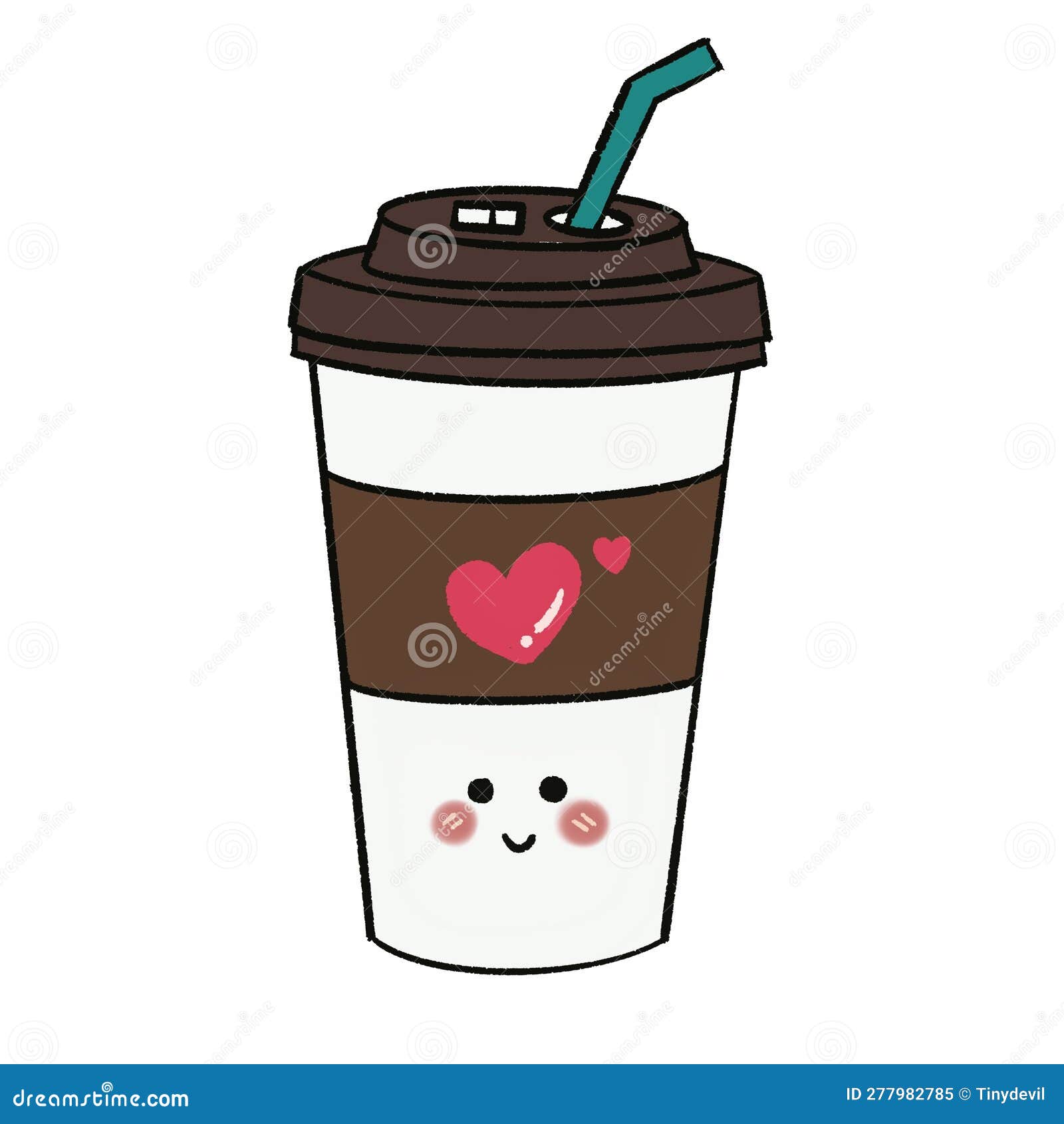 Iced Coffee Cup (character with Hand Free Drawing) Stock Illustration
