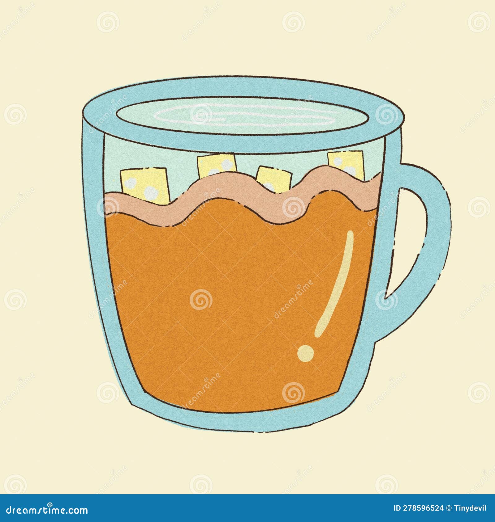 Iced Coffee Cup (character with Hand Free Drawing) Stock Illustration
