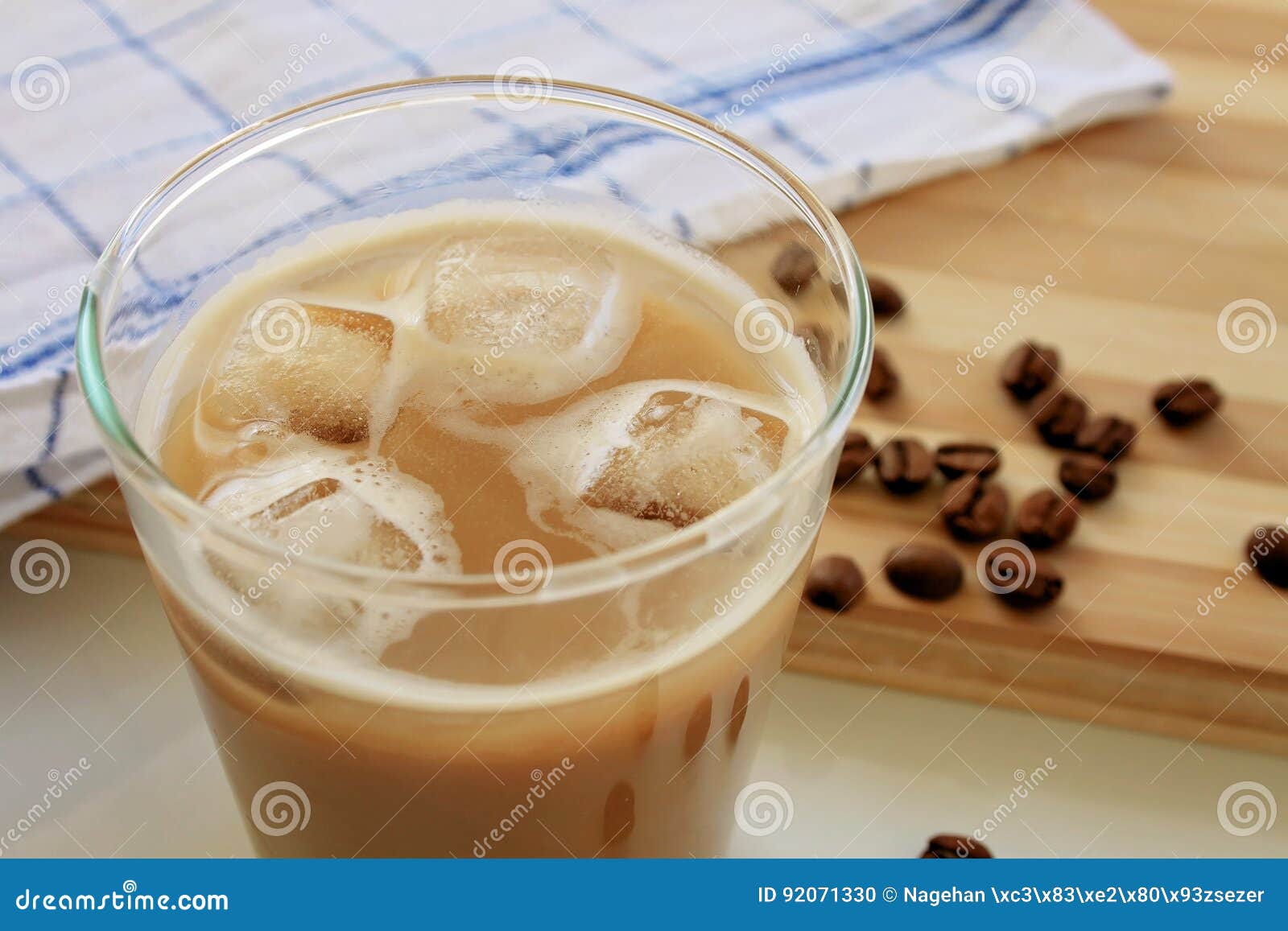 Iced coffee latte stock photo. Image of mocha, table 92071330