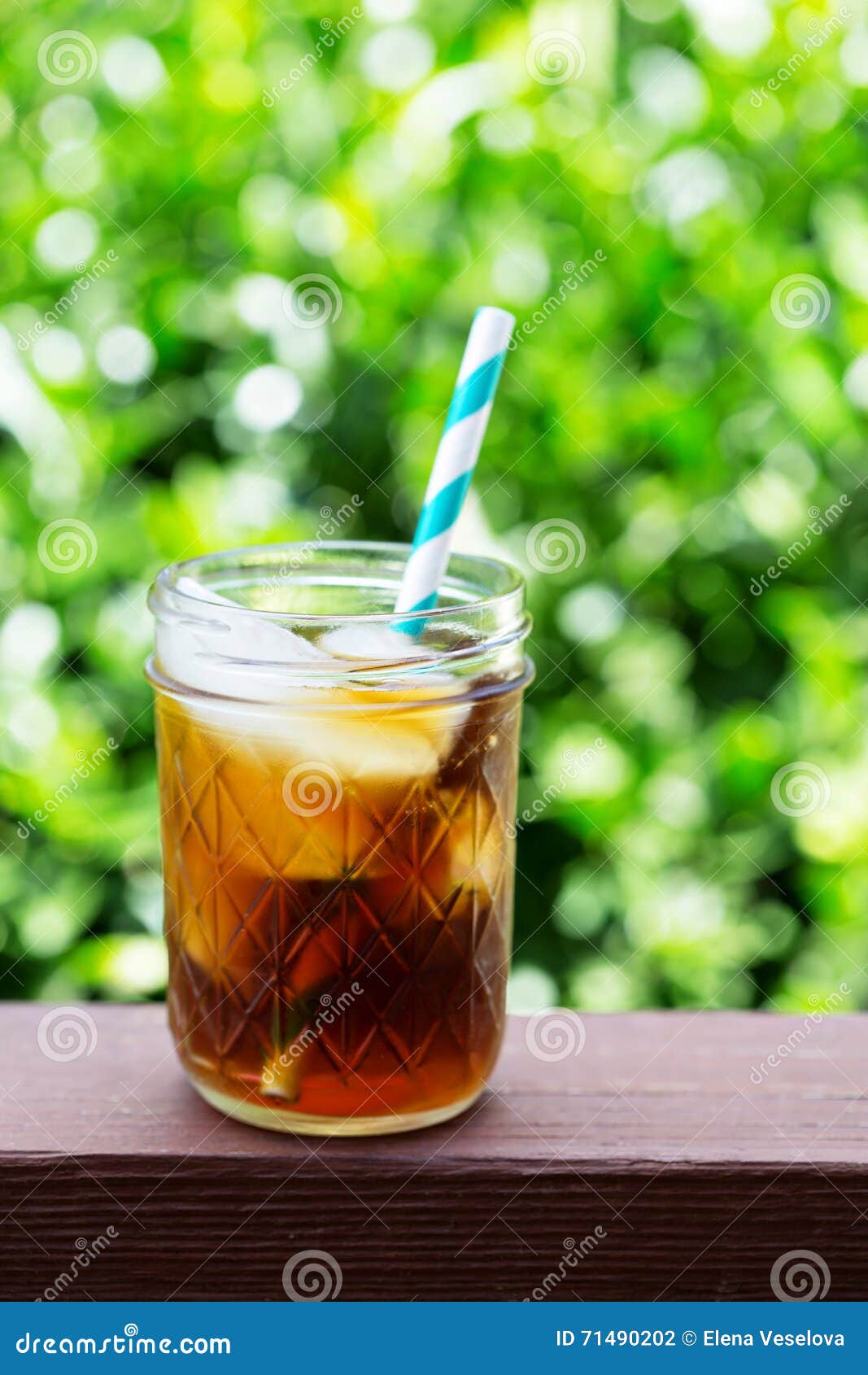 Iced Coffee in Mason Jars Outdoors Stock Photo Image of front