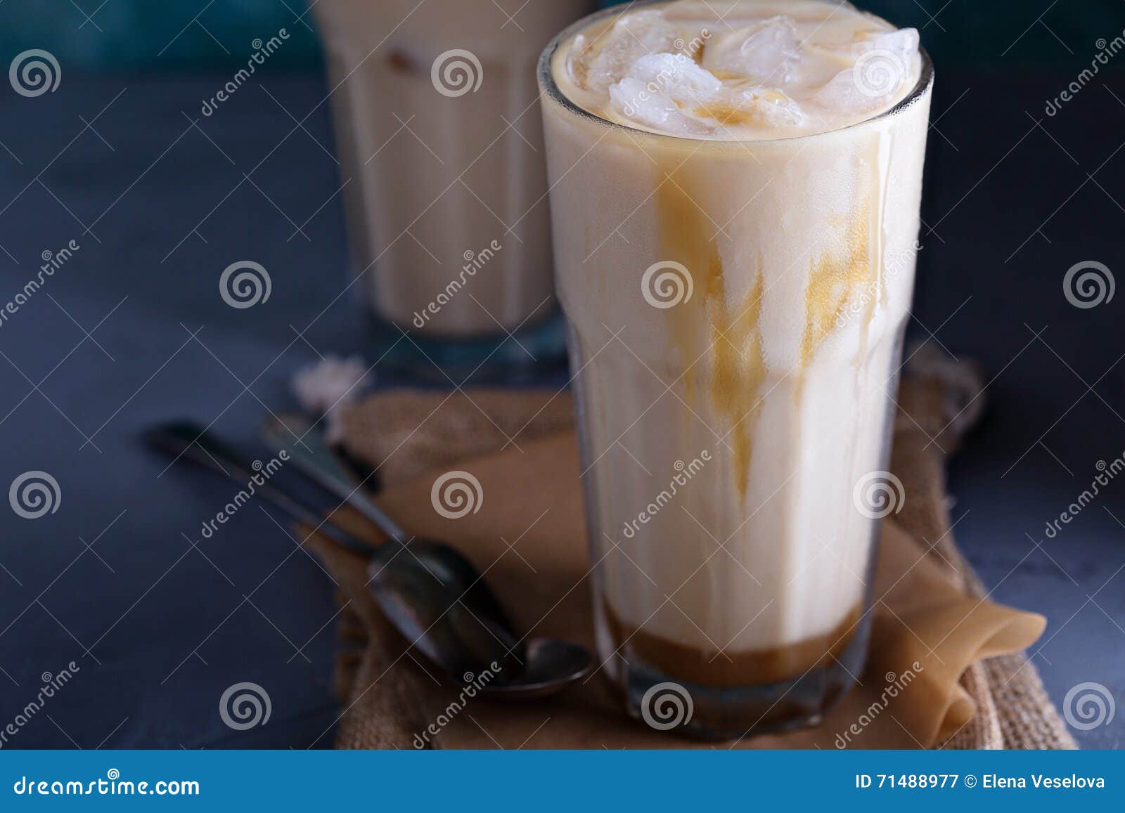 Iced Coffee with Milk in Tall Glasses Stock Image Image of mocha