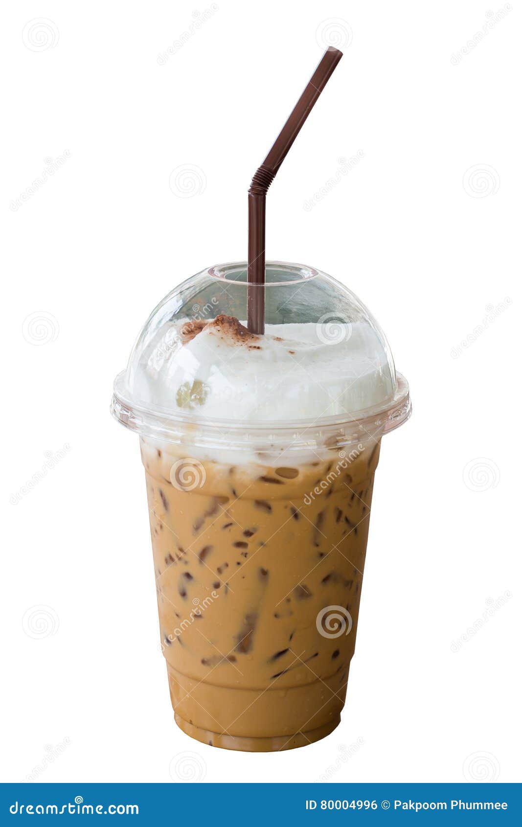 Iced coffee to go. Frozen coffee ice cubes in a vacuum flask poured with  milk. Thermos lid near the bottle. White background. Isolated, copy space  Stock Photo - Alamy