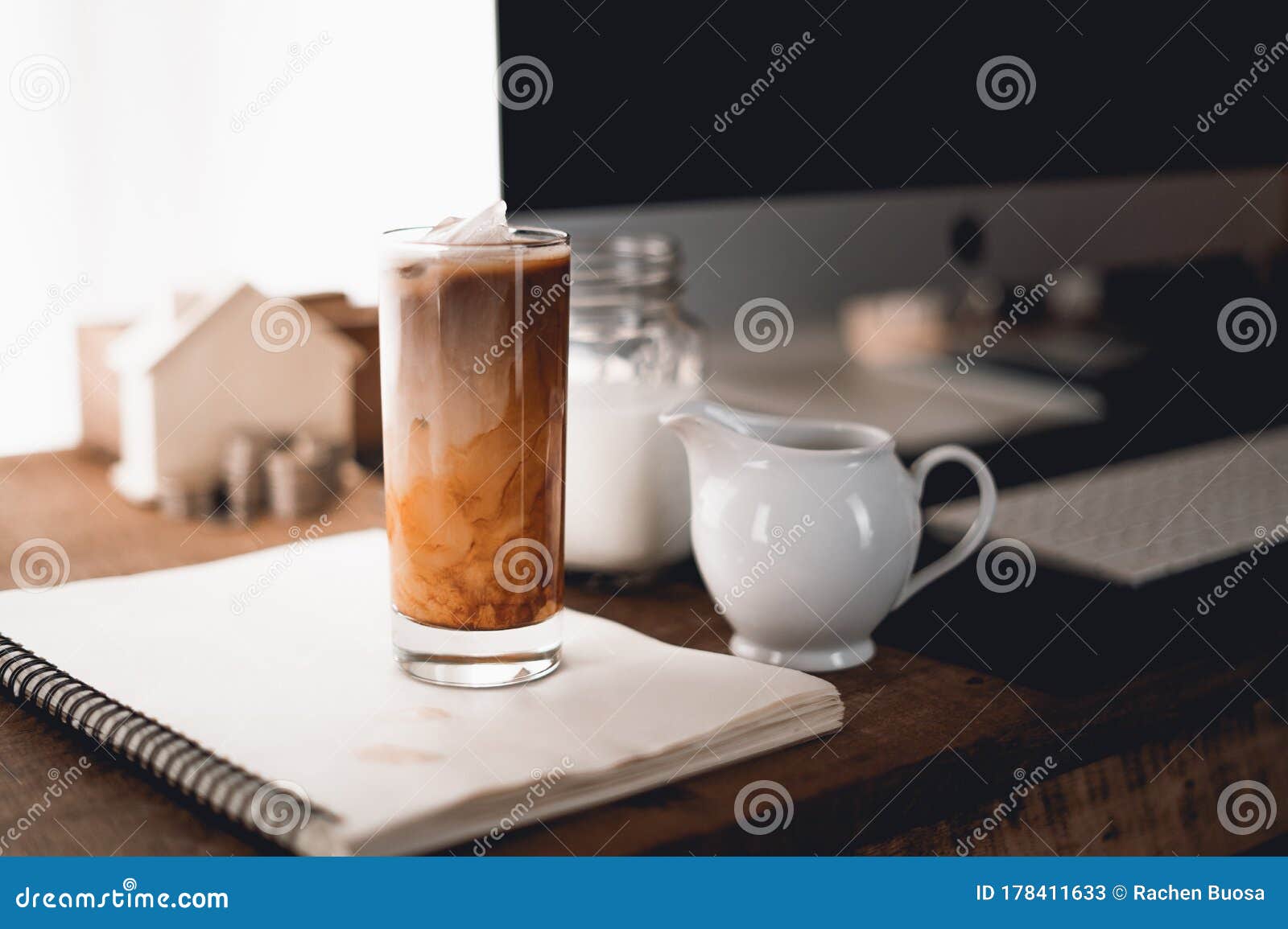 Iced Coffee, Put Milk in a Glass Stock Image Image of latte, black