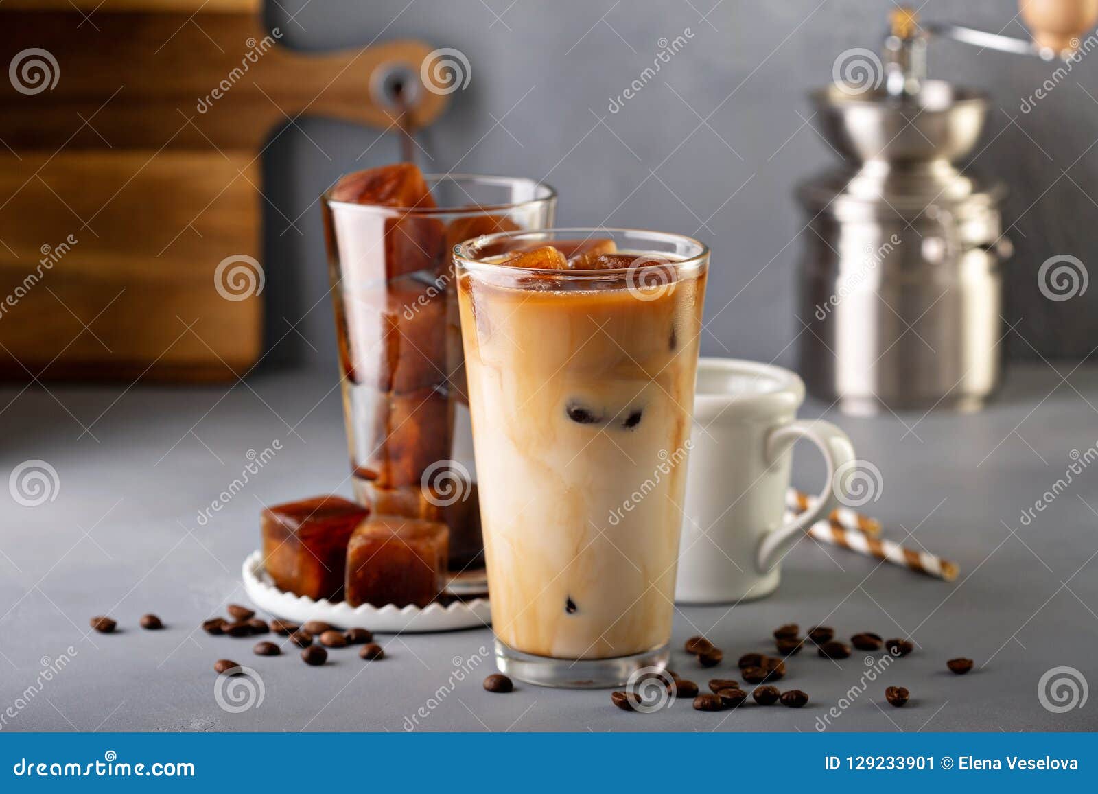 Iced Coffee in Tall Glasses Stock Image Image of cappuccino, cold