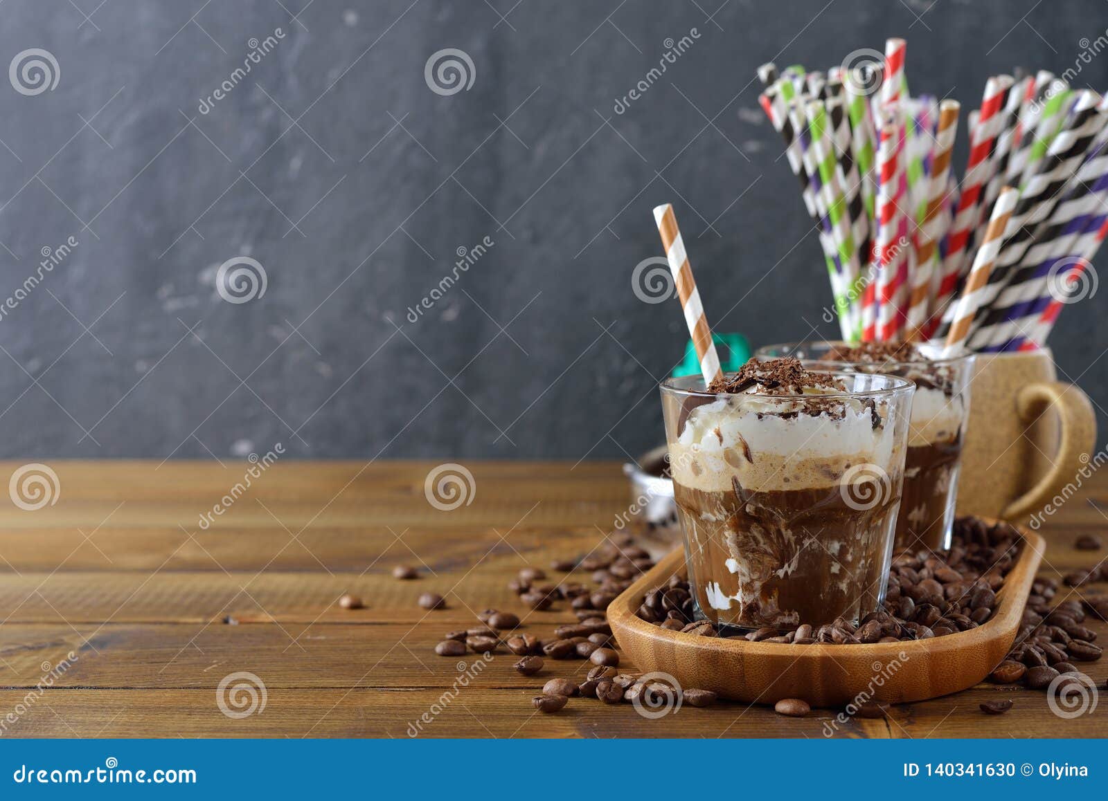 iced coffee with whipped cream and ice cream