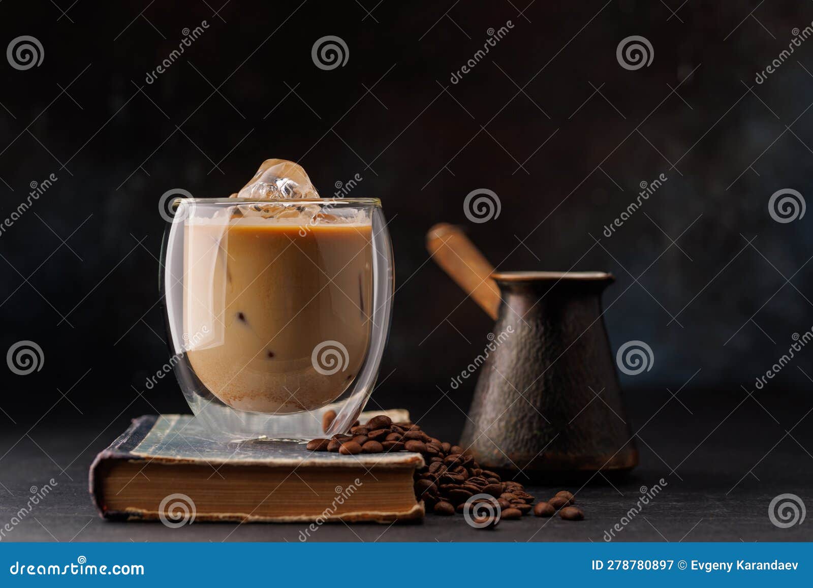 Iced Cold Brew Coffee and Freshly Roasted Coffee Beans Stock Image