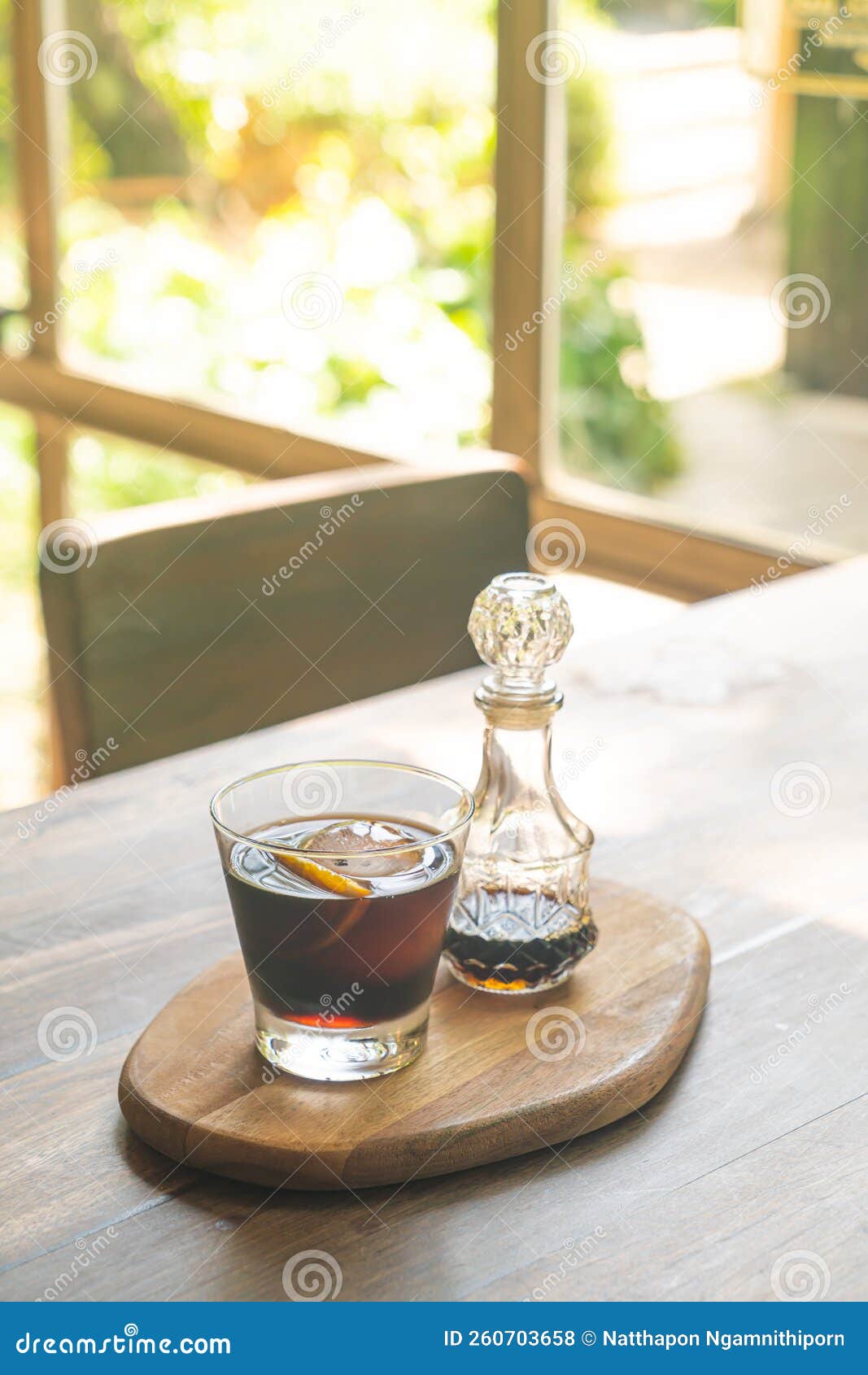 Iced Cold Brew Coffee on Wood Tray Stock Photo Image of black, coffee