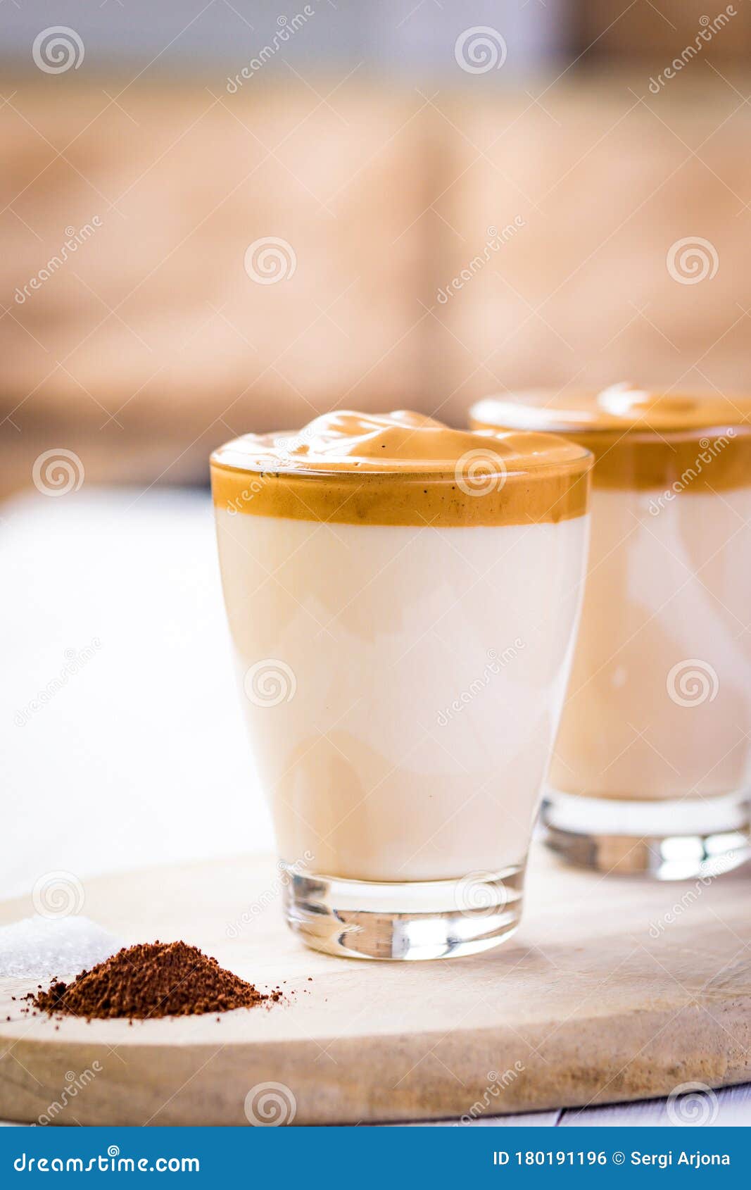 Dalgona Coffee, Frothy Coffee with Milk Stock Photo Image of space, foam 180191196
