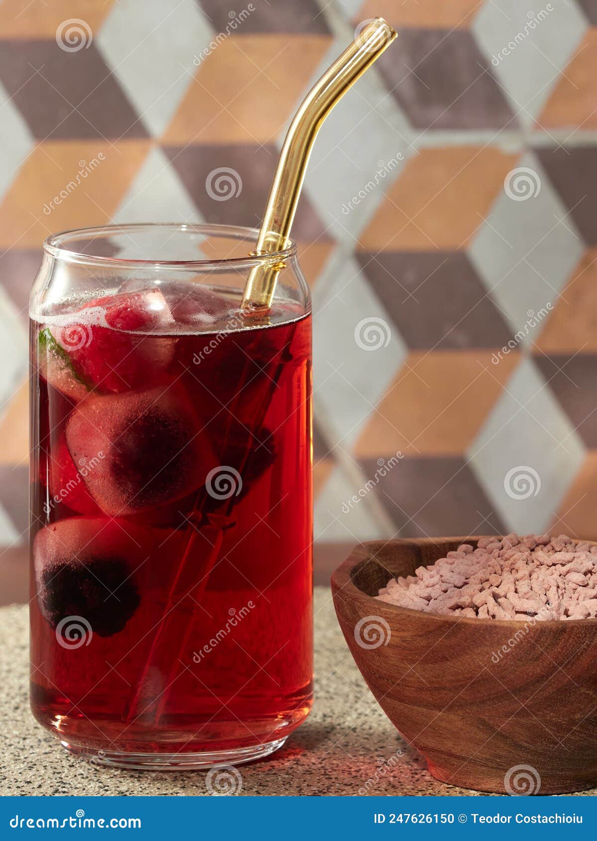 Iced Fruit Tea Made from Instant Tea Granules Stock Photo Image of