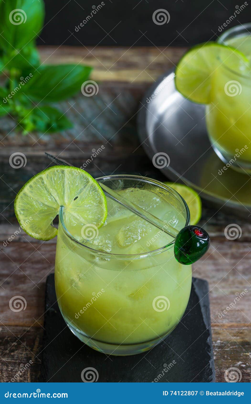 Iced green tea cocktail stock image. Image of beverage 74122807
