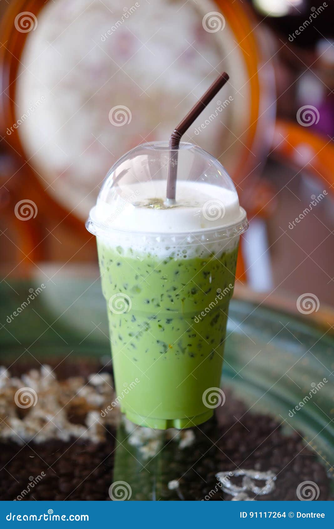 Iced Green Tea in Coffee Shop Stock Photo Image of menu, summer 91117264