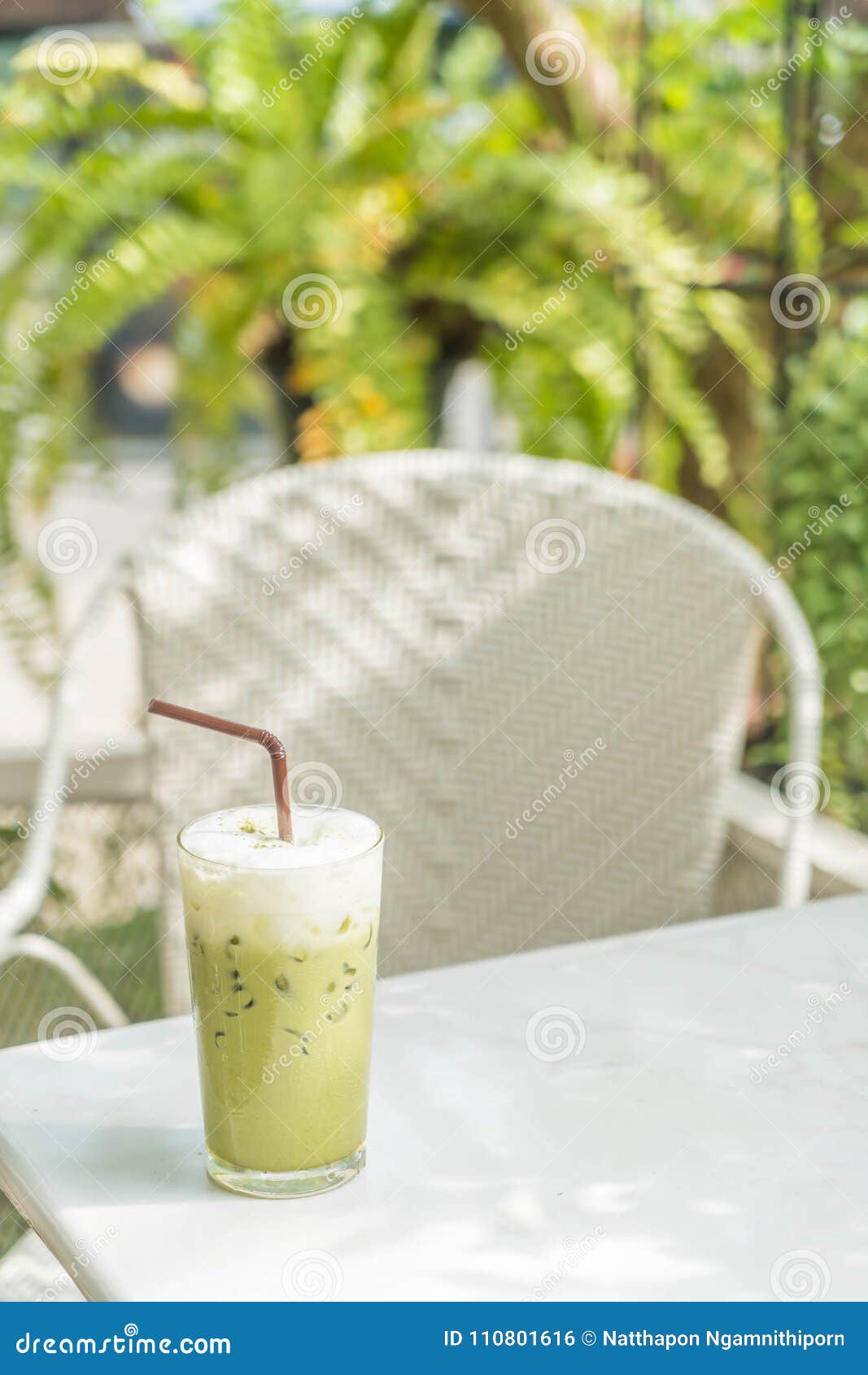 Iced green tea with milk stock photo. Image of natural 110801616