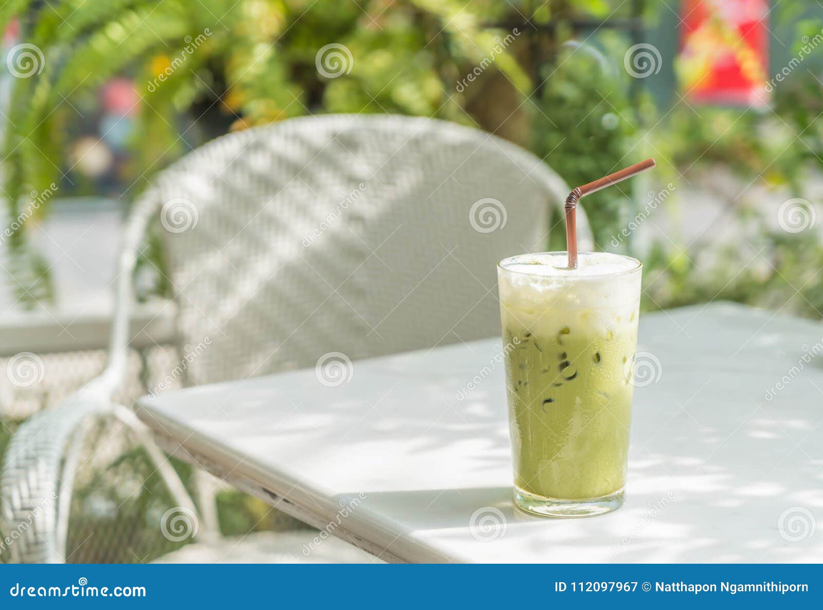 Iced green tea with milk stock image. Image of drink 112097967