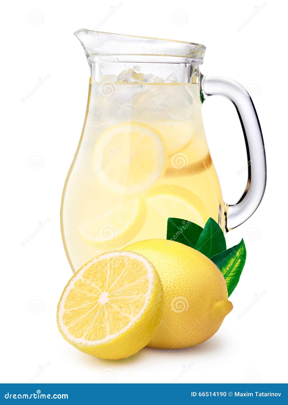 iced lemonade pitcher with lemons