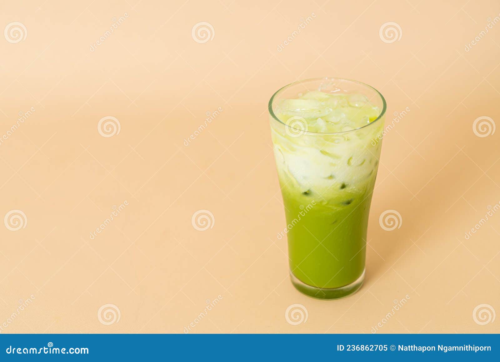 Iced Matcha Green Tea Latte in Glass Stock Image Image of organic