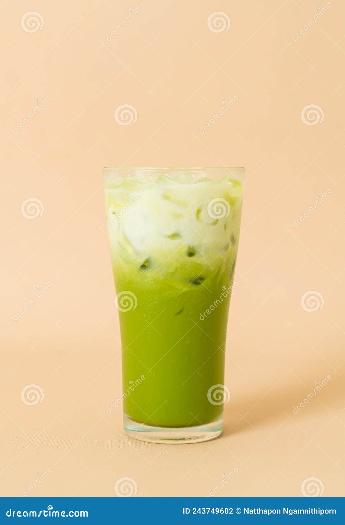 Iced Matcha Green Tea Latte in Glass Stock Photo Image of color, cool