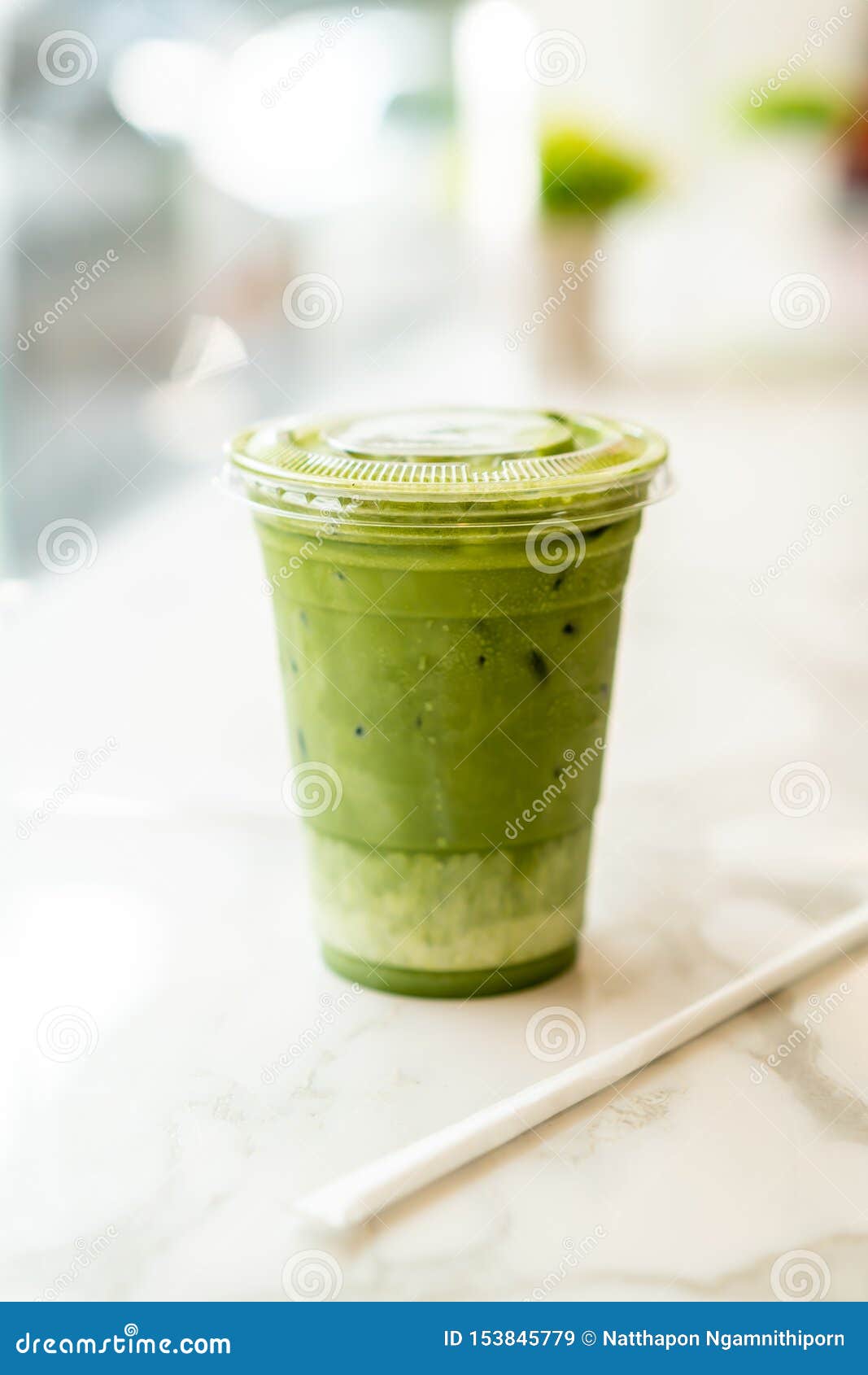 Iced Matcha Latte Green Tea Cup Stock Image Image of cool, chinese