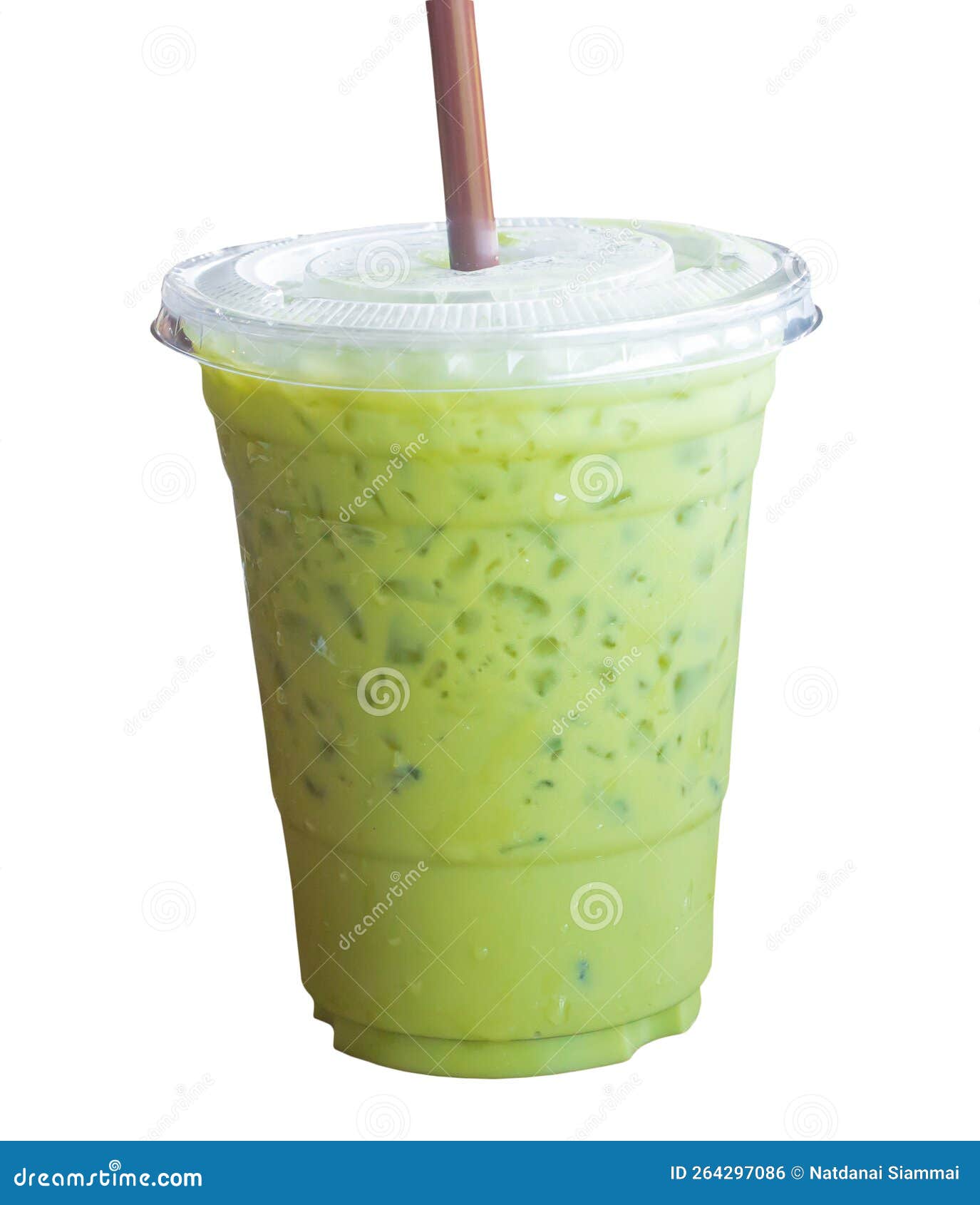 Iced Matcha Latte or Thai Condensed Milk-added Green Tea in Transparent  Plastic Glass with Black Straw Isolated on White Stock Photo - Image of  fresh, late: 264297086