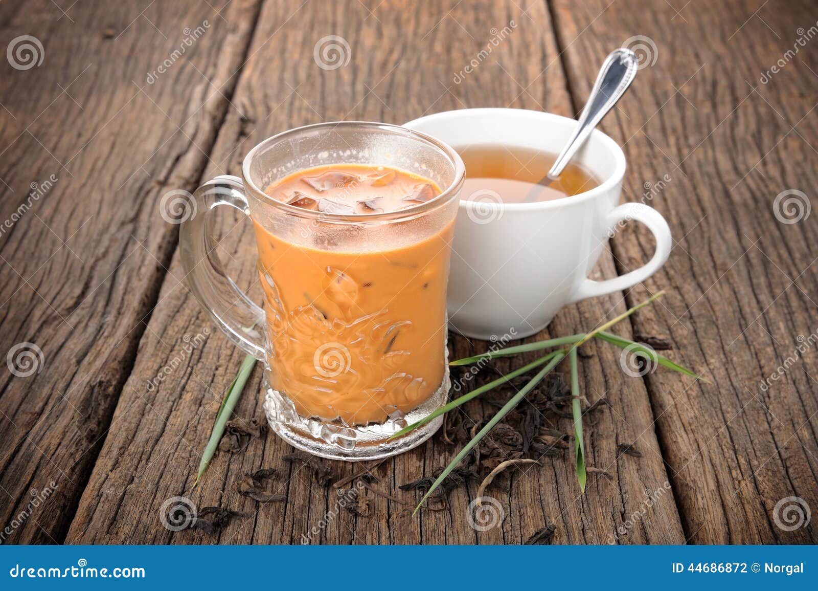 Iced Milk Tea Thai Tea Mixed With Sweetened Condensed Milk And Topped