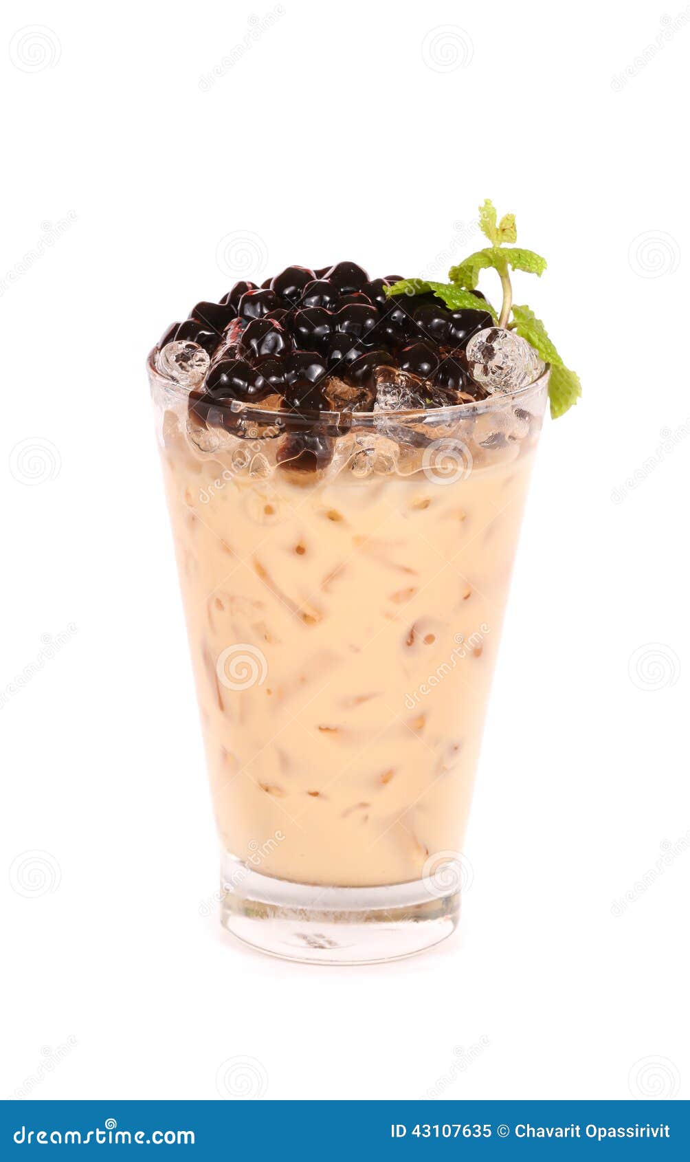 Iced Milk Tea Thai Tea Mixed With Sweetened Condensed Milk And Topped