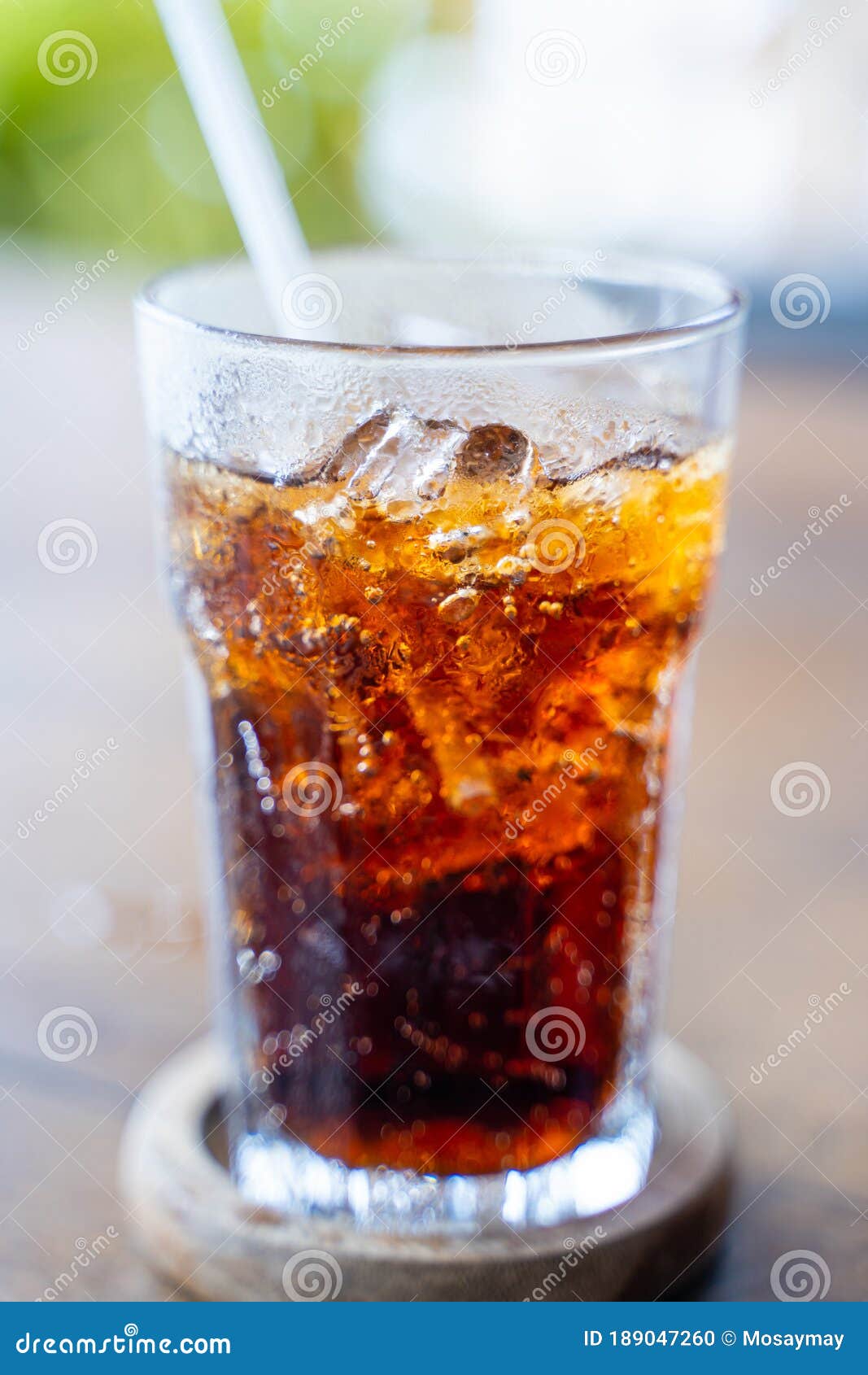 Iced Soft Drink On The Table, Iced Carbonated Drink, Iced Cola Stock