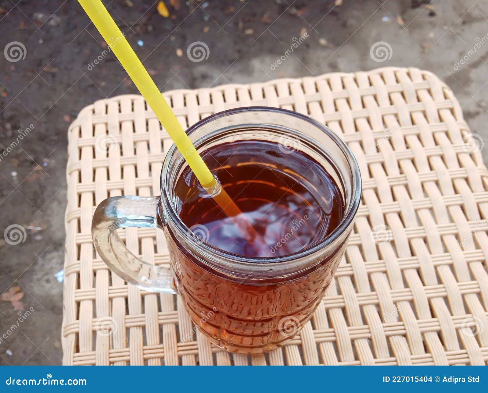 Iced Tea in a Glass Cup on a Plastic Chair Stock Photo Image of