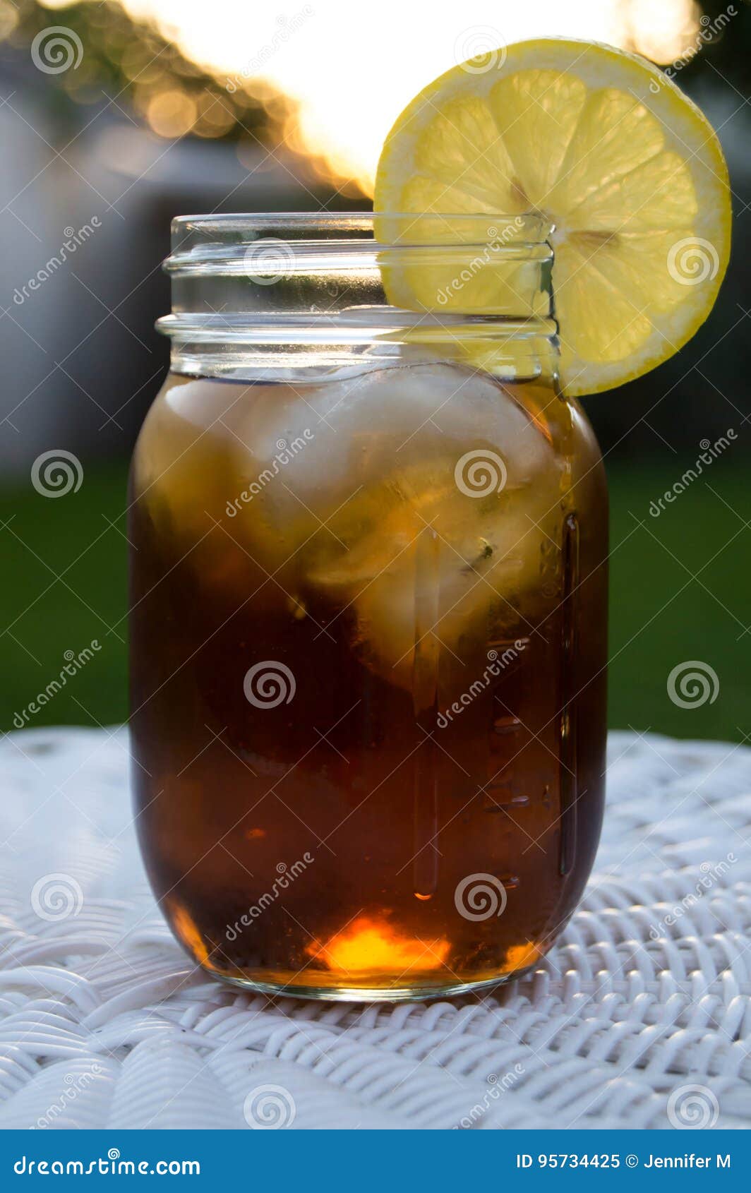 Iced Tea with Lemon in a Mason Jar Stock Image Image of fruit