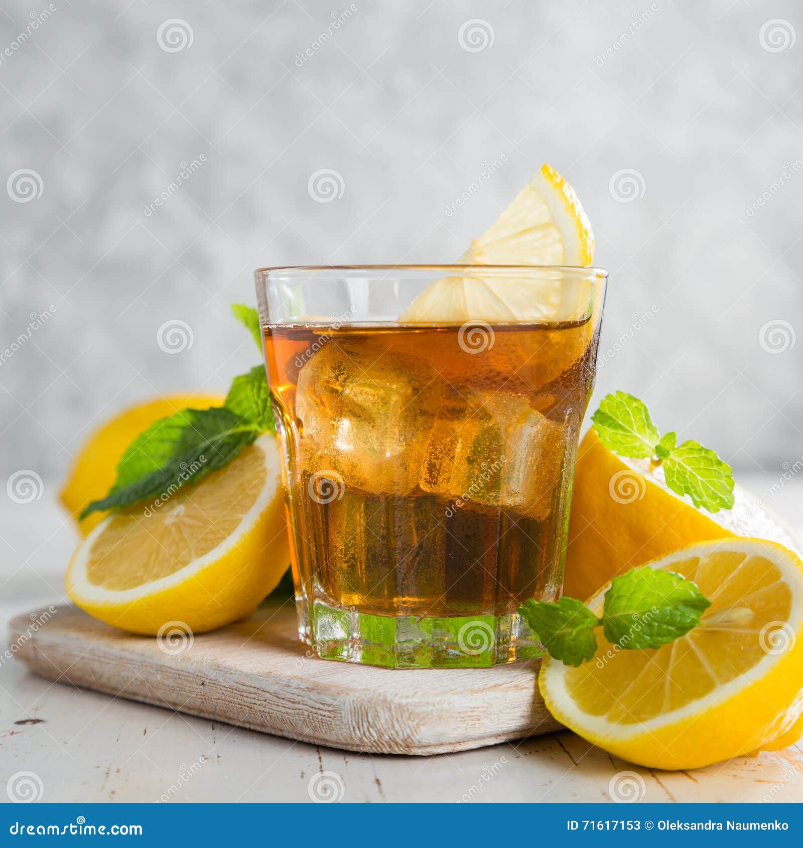 Iced Tea with Lemon and Mint Stock Image Image of water, citrus 71617153