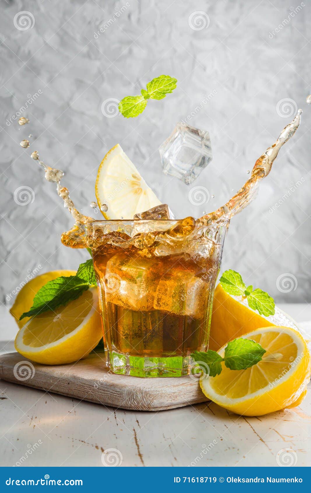 Iced Tea with Lemon and Mint Stock Image Image of sweet, drink 71618719