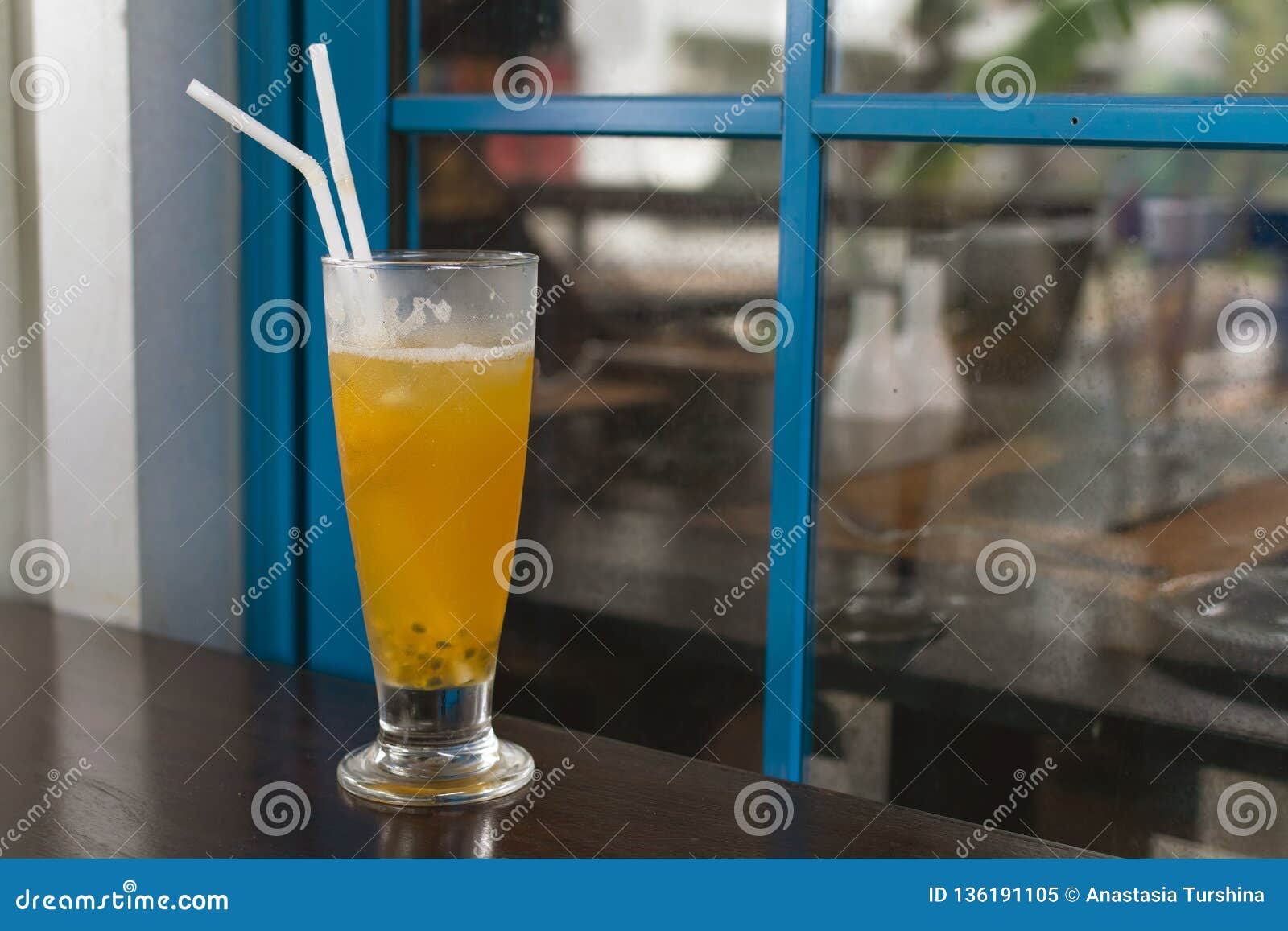 Iced Tea, Lemonade, Cocktail with Passion Fruit Stock Image Image of