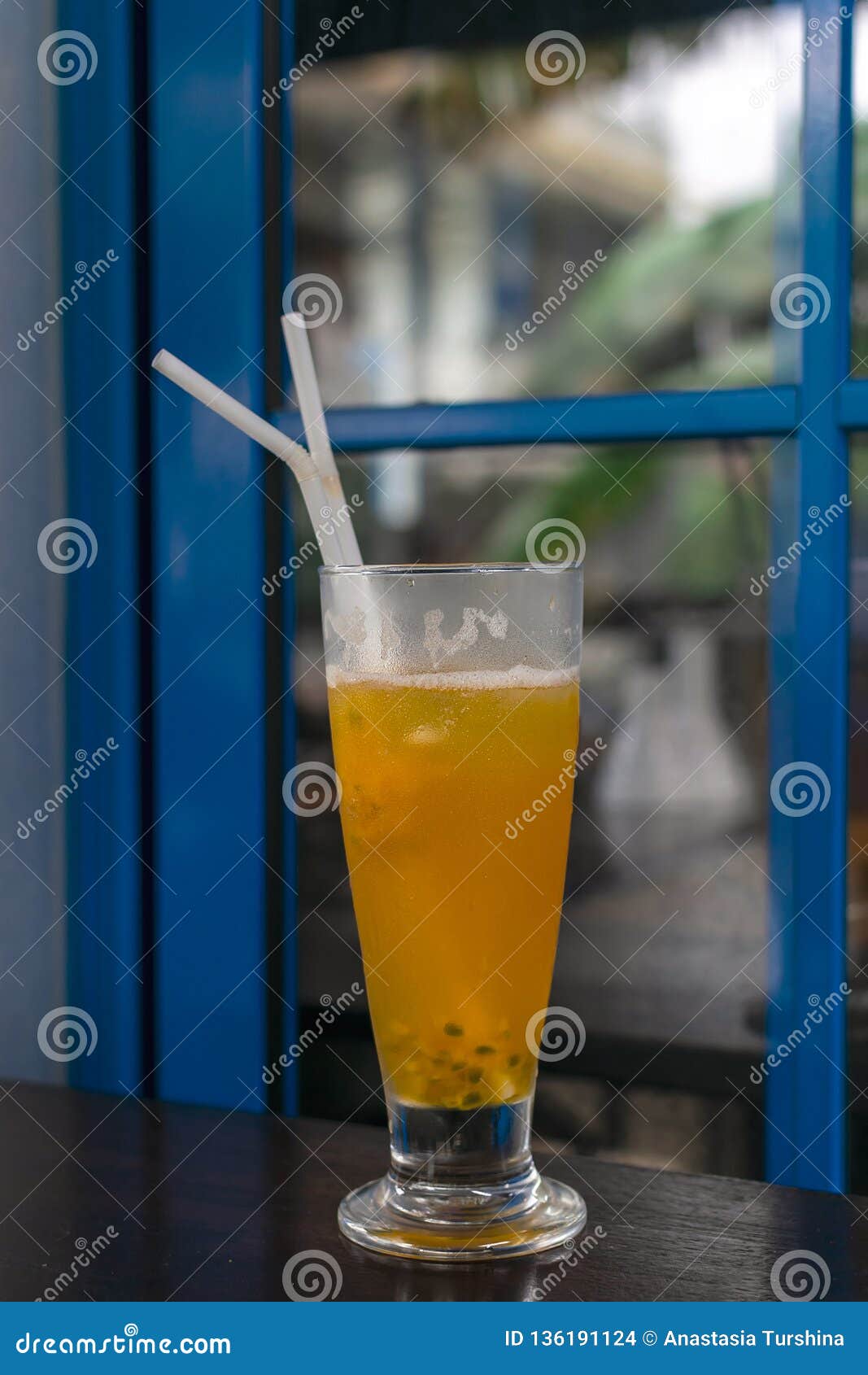 Iced Tea, Lemonade, Cocktail with Passion Fruit Stock Photo Image of