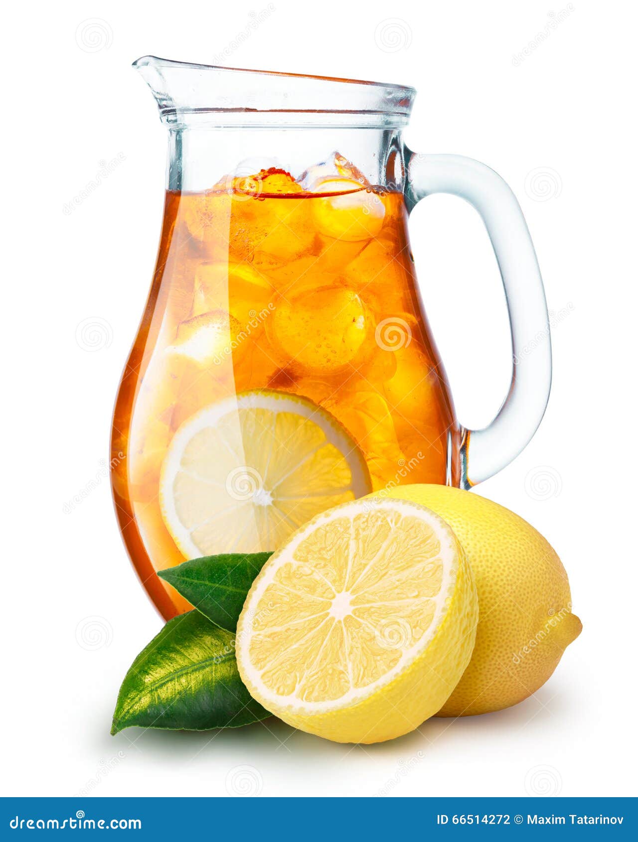 Pitcher Iced Tea Lemons Isolated On Stock Photo 649685617