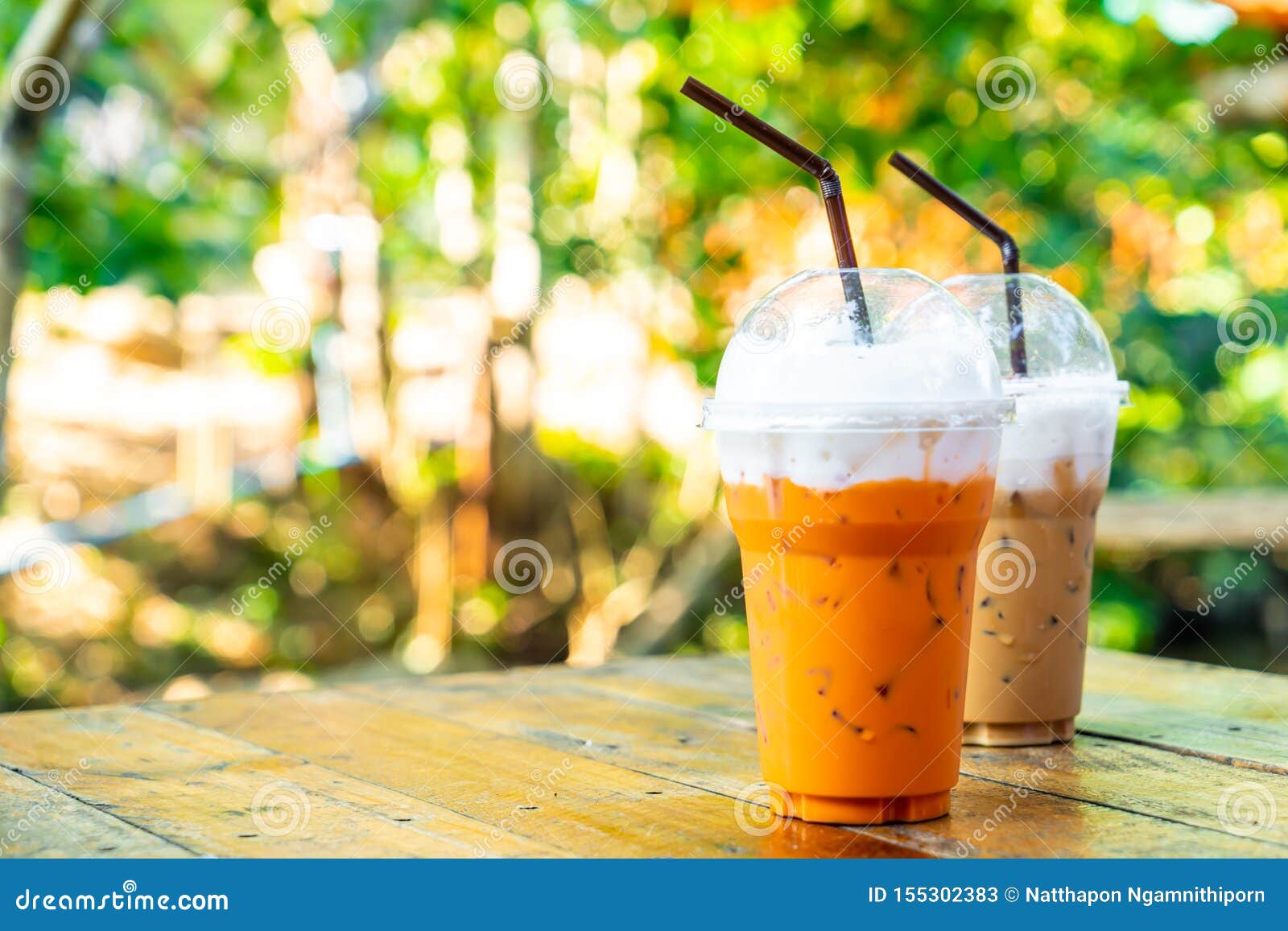 Iced Thai Milk Tea and Iced Coffee Latte Cup Stock Image Image of relax, glass 155302383