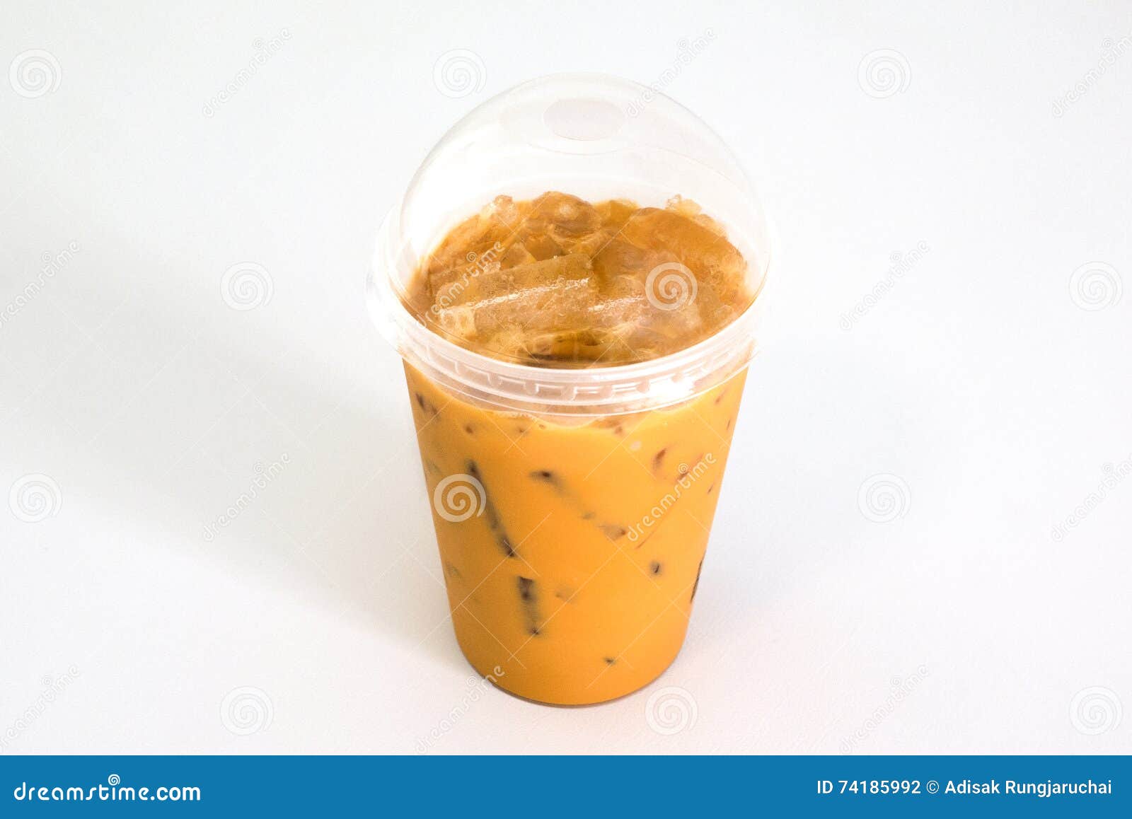 Iced Thai Tea in Plastic Cup Stock Photo - Image of cube, asian: 74185992