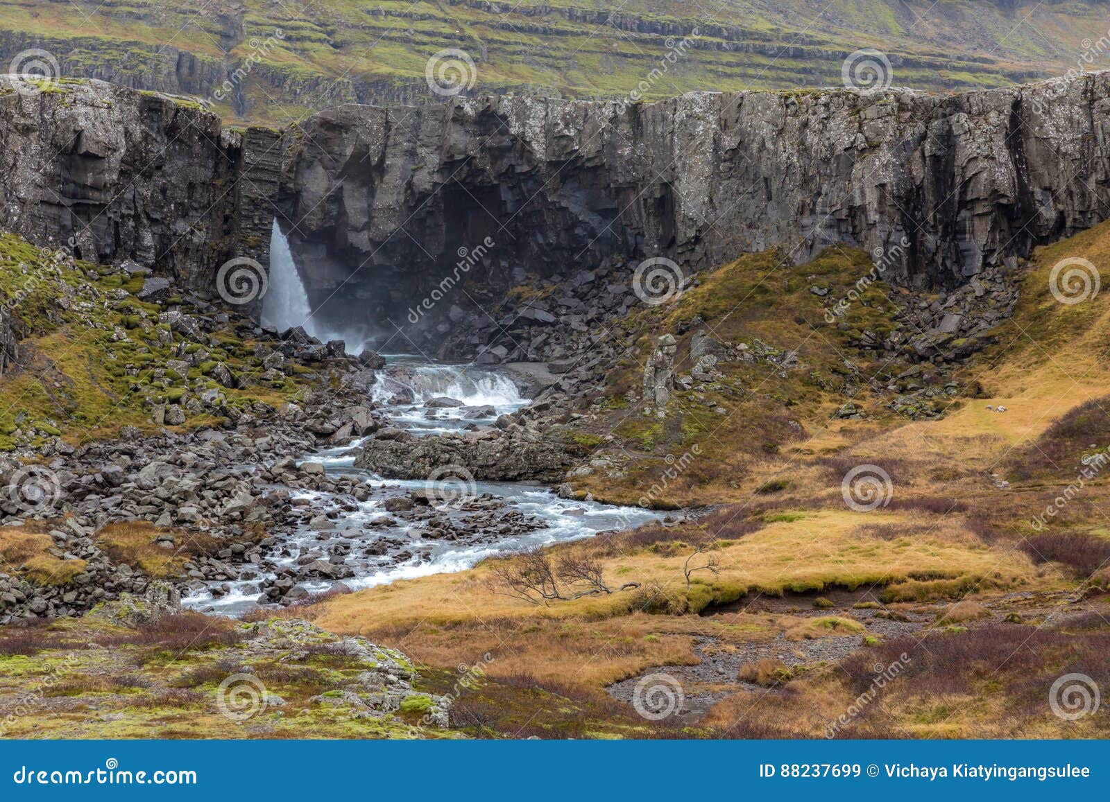 iceland berufjordur waterfall