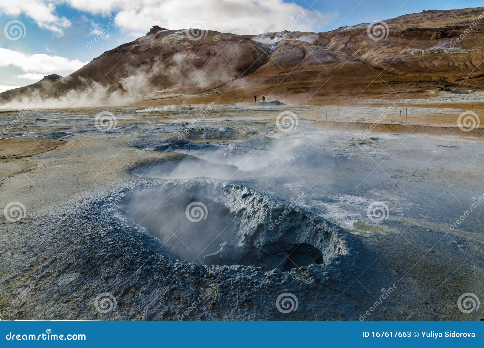 iceland, europe, hervir geyser valley enters the golden ring of the iceland tourist route, amazing and unearthly landscape