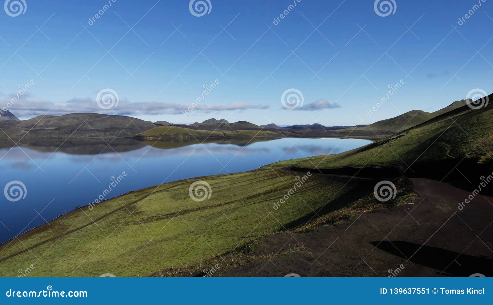 Iceland Lake Near By Landmannalaugar Stock Image Image Of Blue