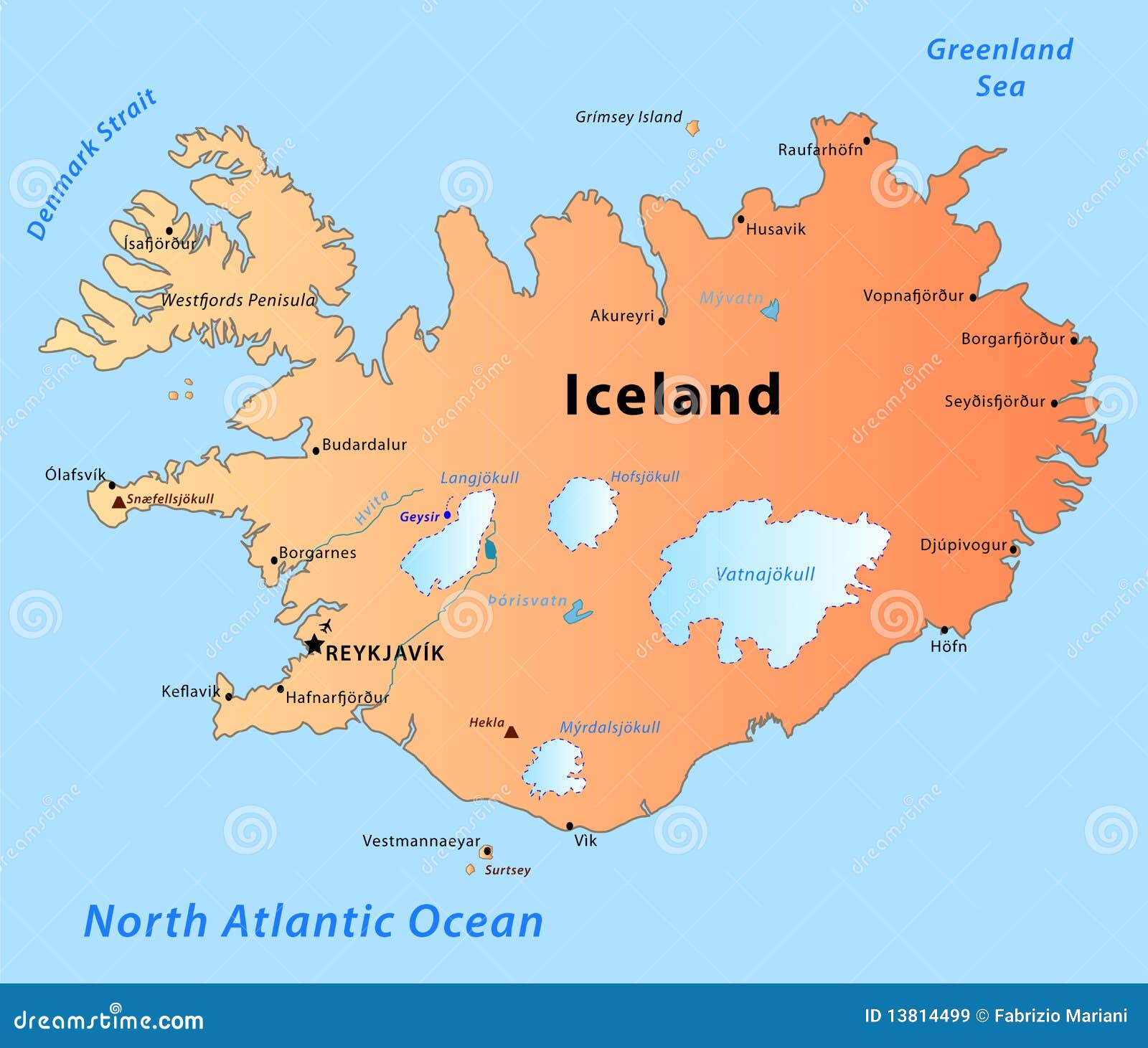 Iceland Map Illustration 13814499 Megapixl