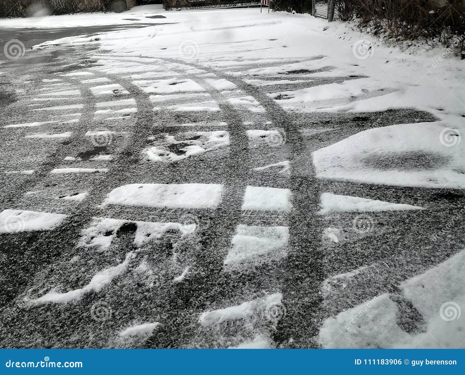 icey tracks on a road