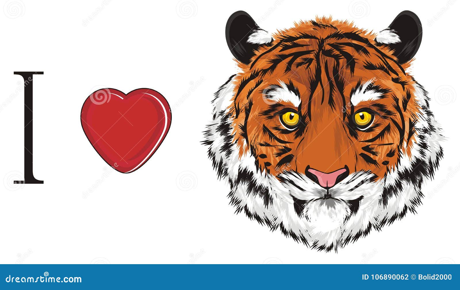Ich liebe Tiger stock abbildung. Illustration von tier 106890062