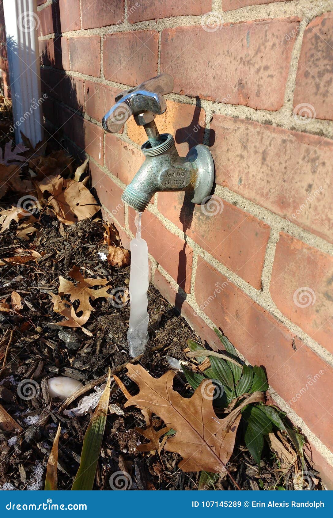 Icicle On Outside Faucet Ice On Spigot Stock Image Image Of