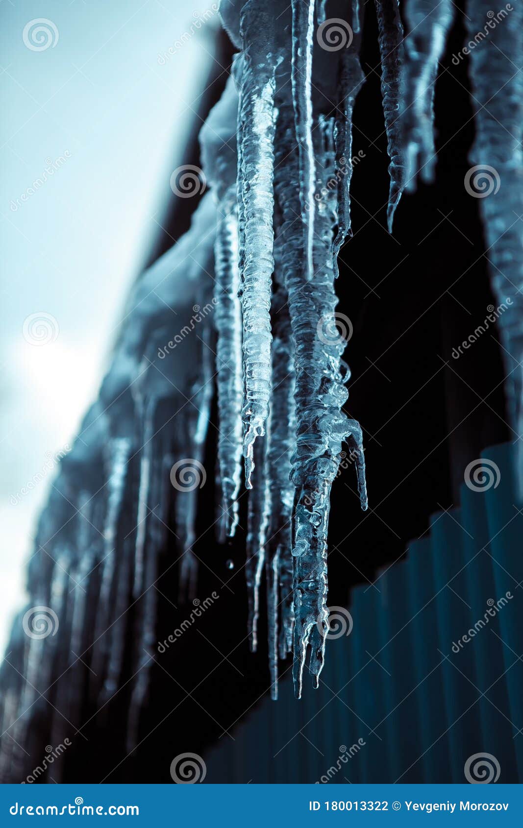 Icicles Hanging from the Roof in Cold Weather Stock Photo Image of