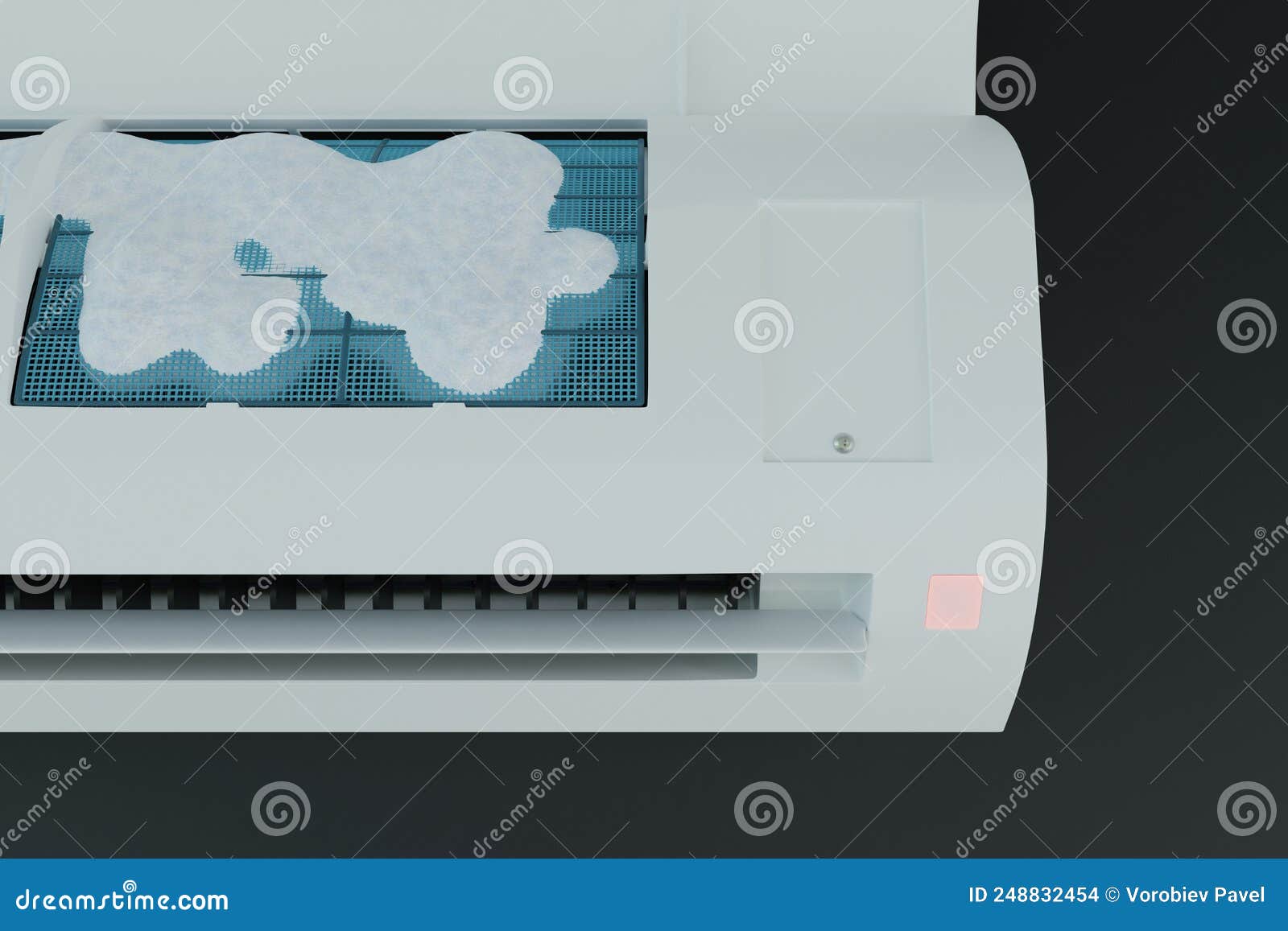 Lack of Freon in the Air Conditioner Evaporator in Ice Stock Photo