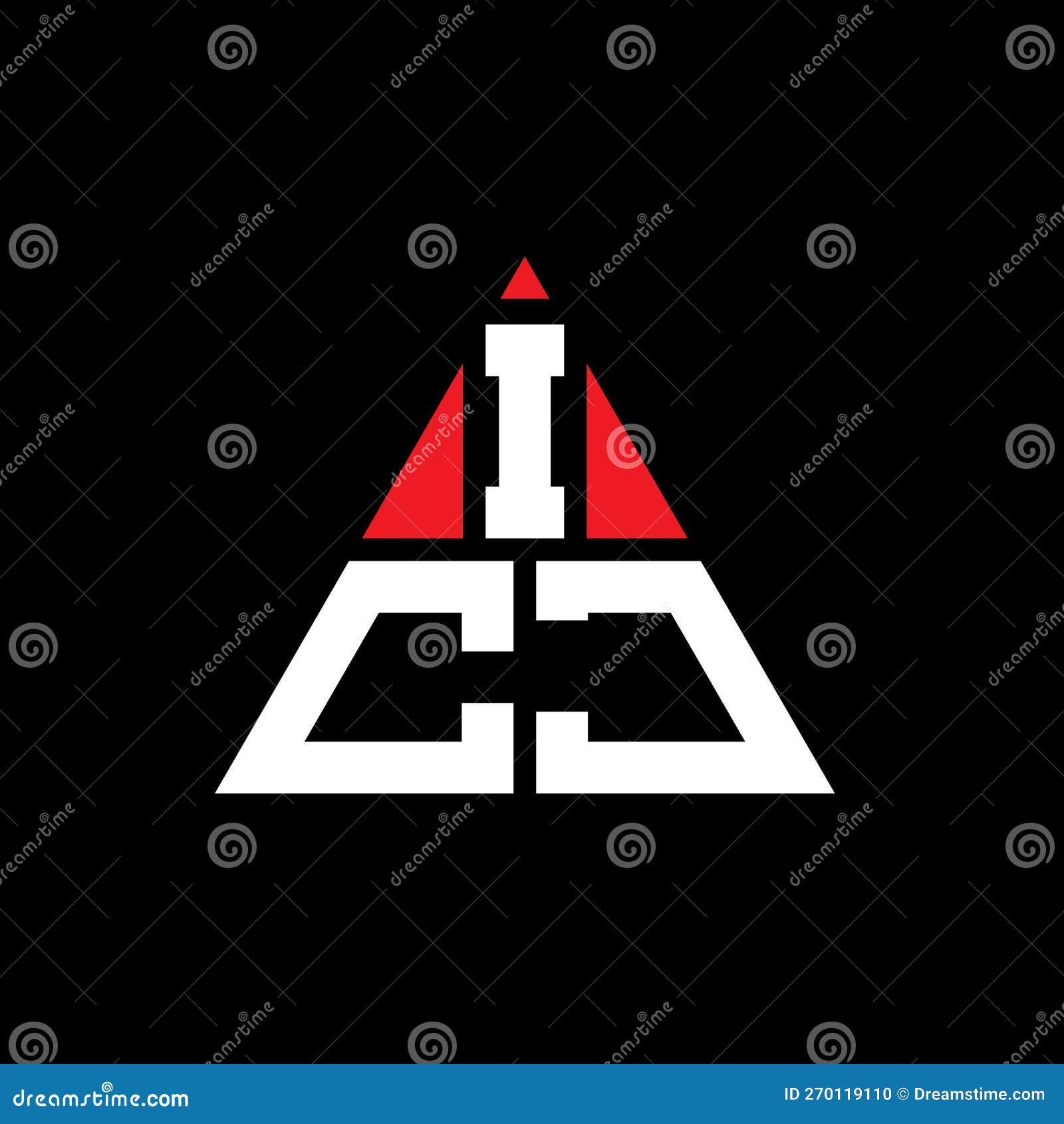 icj triangle letter logo  with triangle . icj triangle logo  monogram. icj triangle  logo template with red