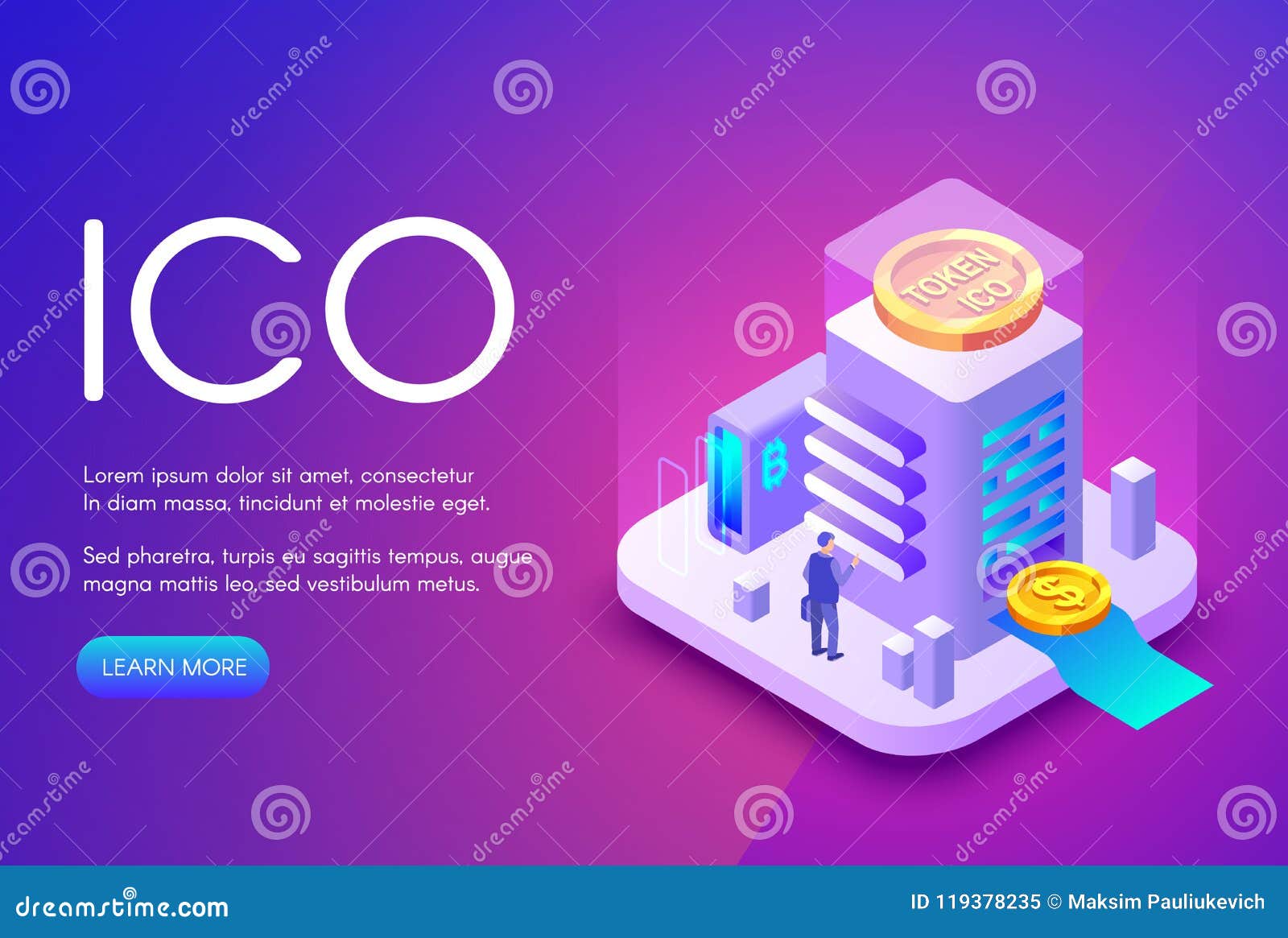 ICO Cryptocurrency Business Vector Illustration Stock ...