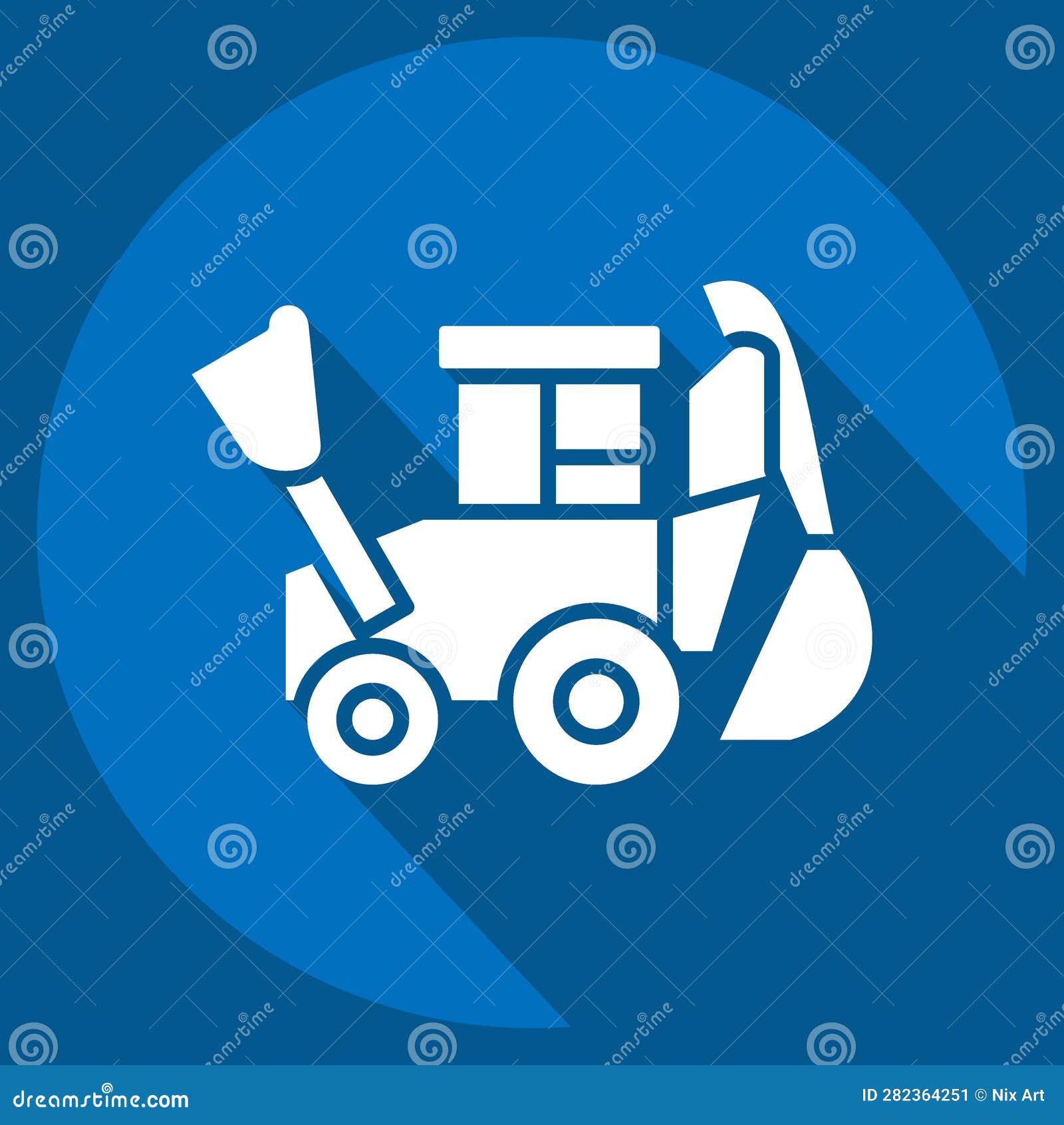 icon backhoe. related to construction vehicles . long shadow style. simple  editable. simple 