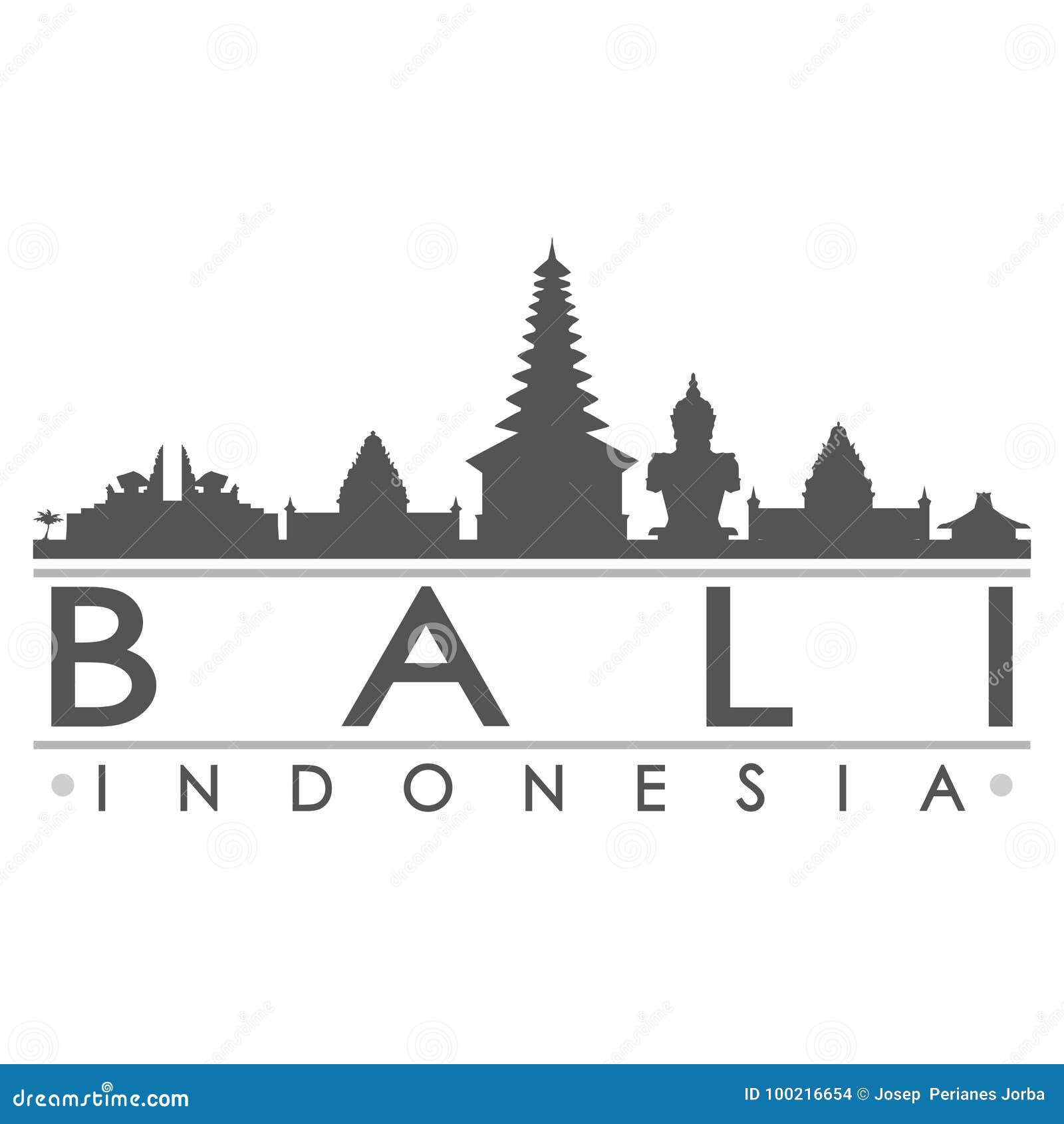 Bali Silhouette Design City Vector Art Stock Vector - Illustration of