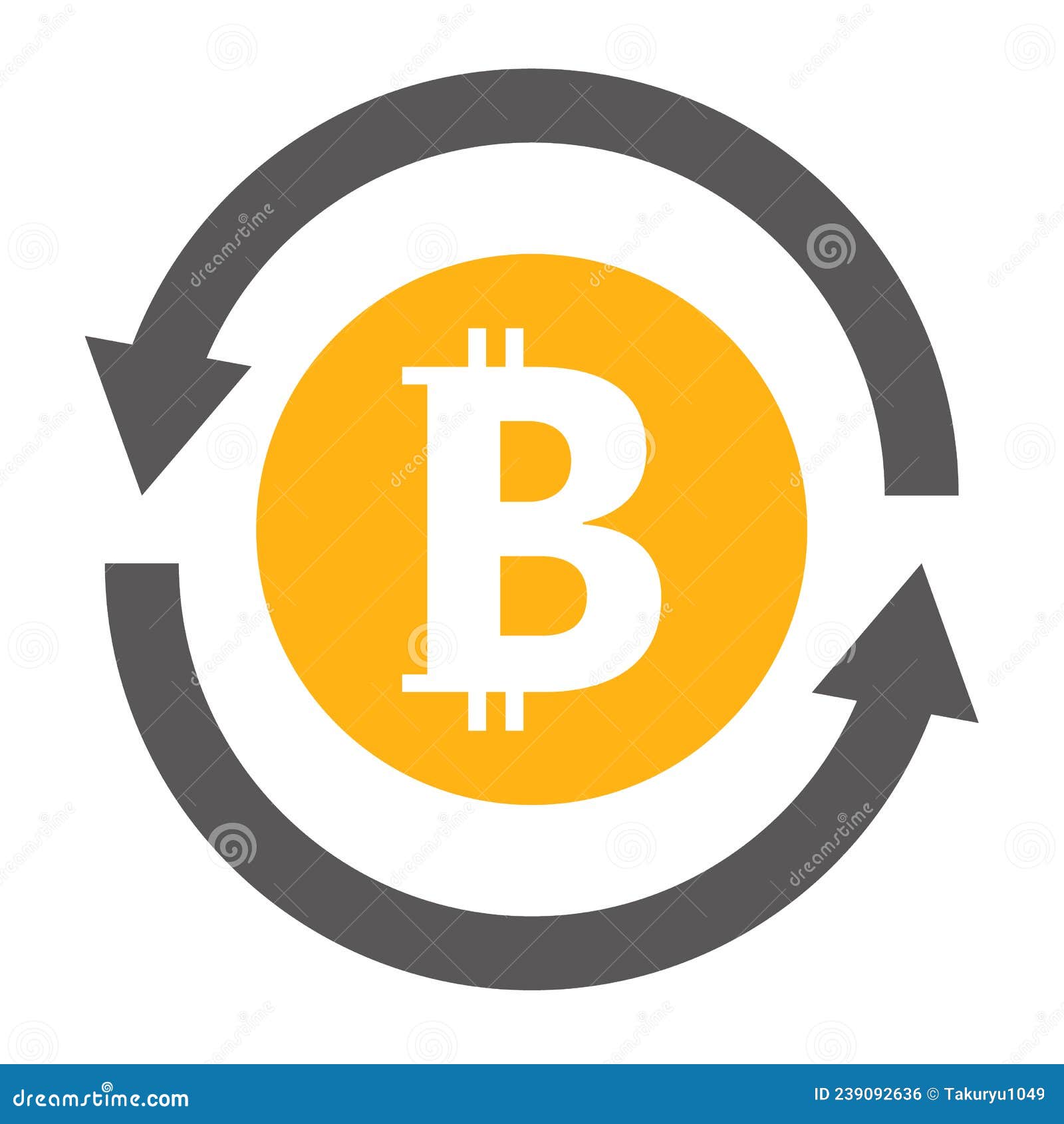 Icon of Bitcoin, a Virtual Currency, in a Rotating Arrow. Vector. Stock  Vector - Illustration of words, icon: 239092636